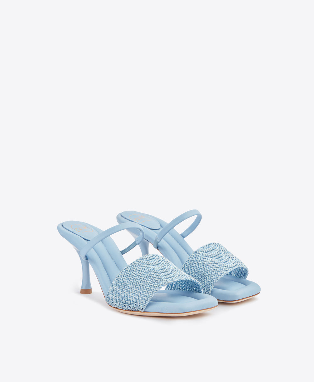 Women's Blue Leather Heeled Sandals Malone Souliers