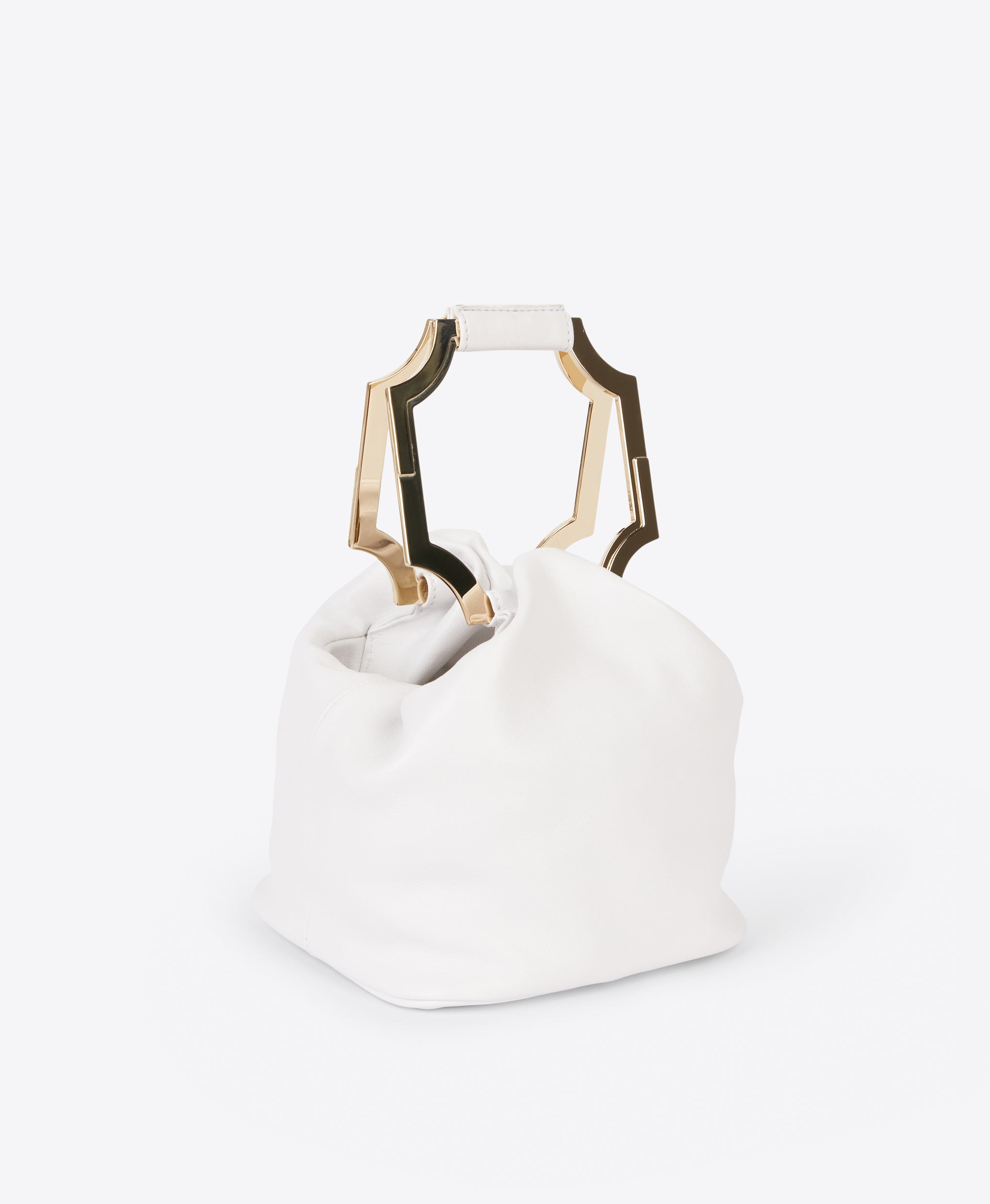 Women's White Leather Ruched Tote Bag Malone Souliers