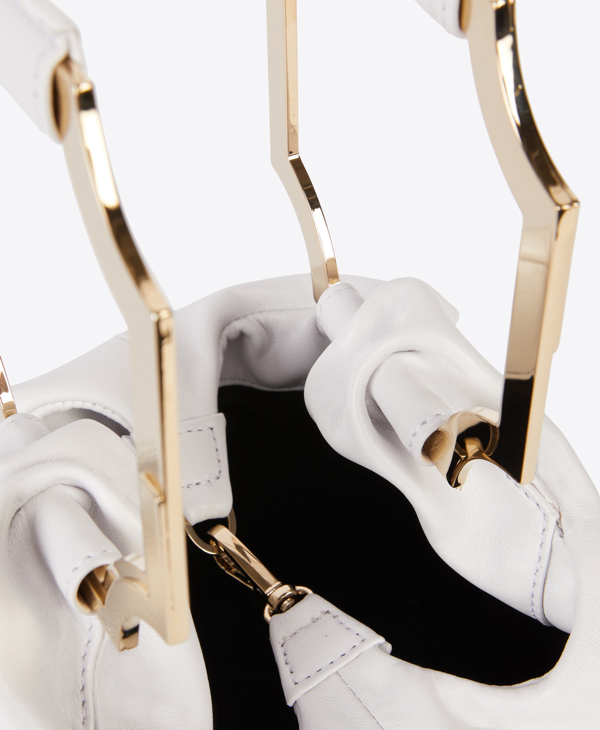 Women's White Leather Ruched Tote Bag Malone Souliers