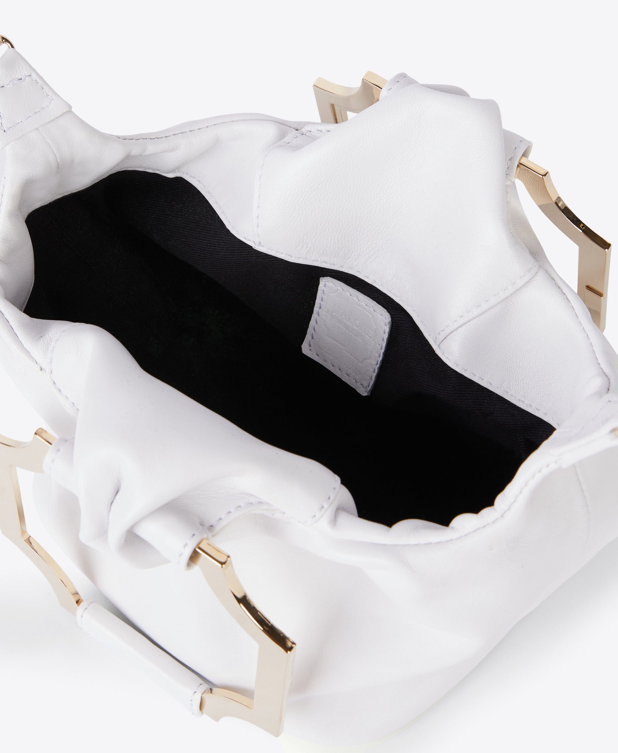 Women's White Leather Ruched Tote Bag Malone Souliers