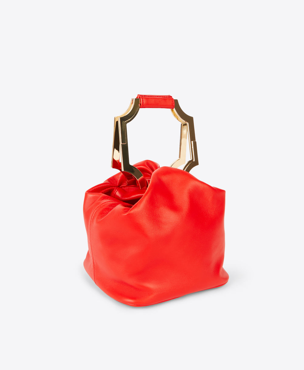 Women's Red Leather Ruched Tote Bag Malone Souliers