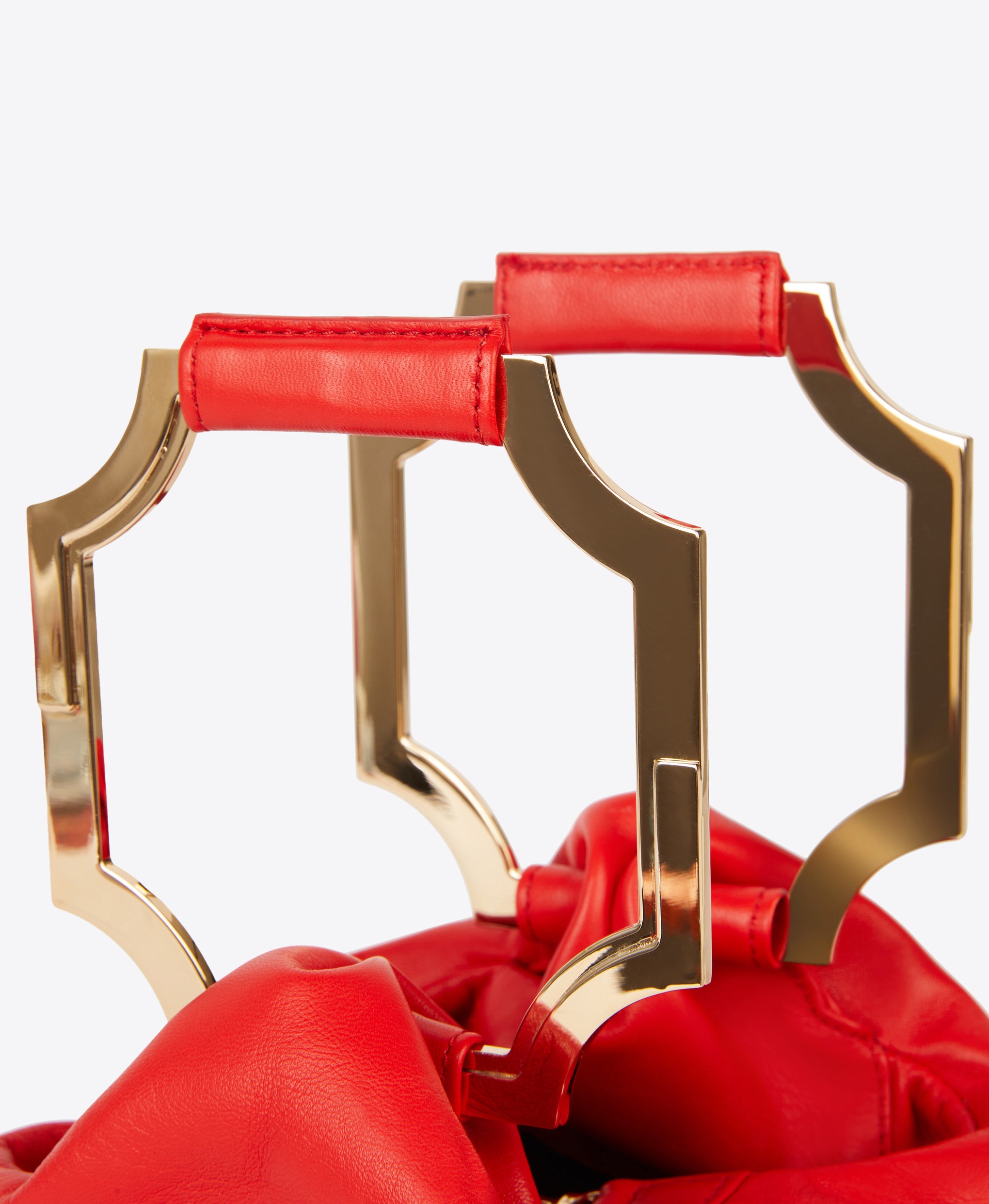 Women's Red Leather Ruched Tote Bag Malone Souliers