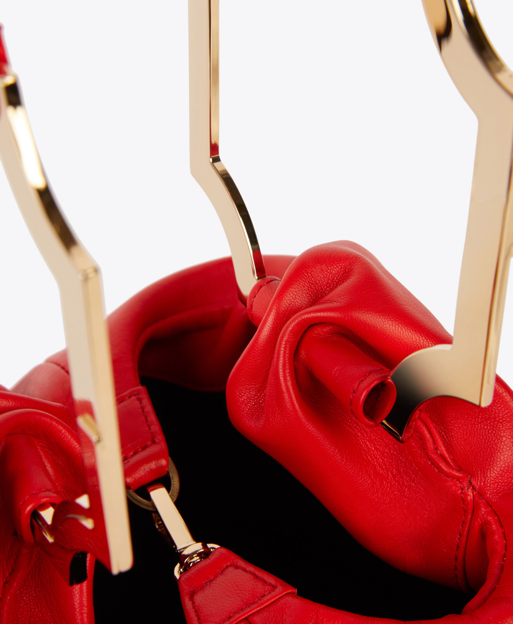 Women's Red Leather Ruched Tote Bag Malone Souliers
