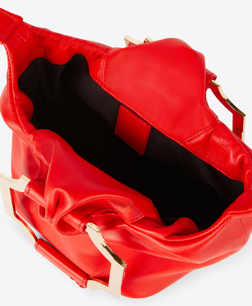 Women's Red Leather Ruched Tote Bag Malone Souliers