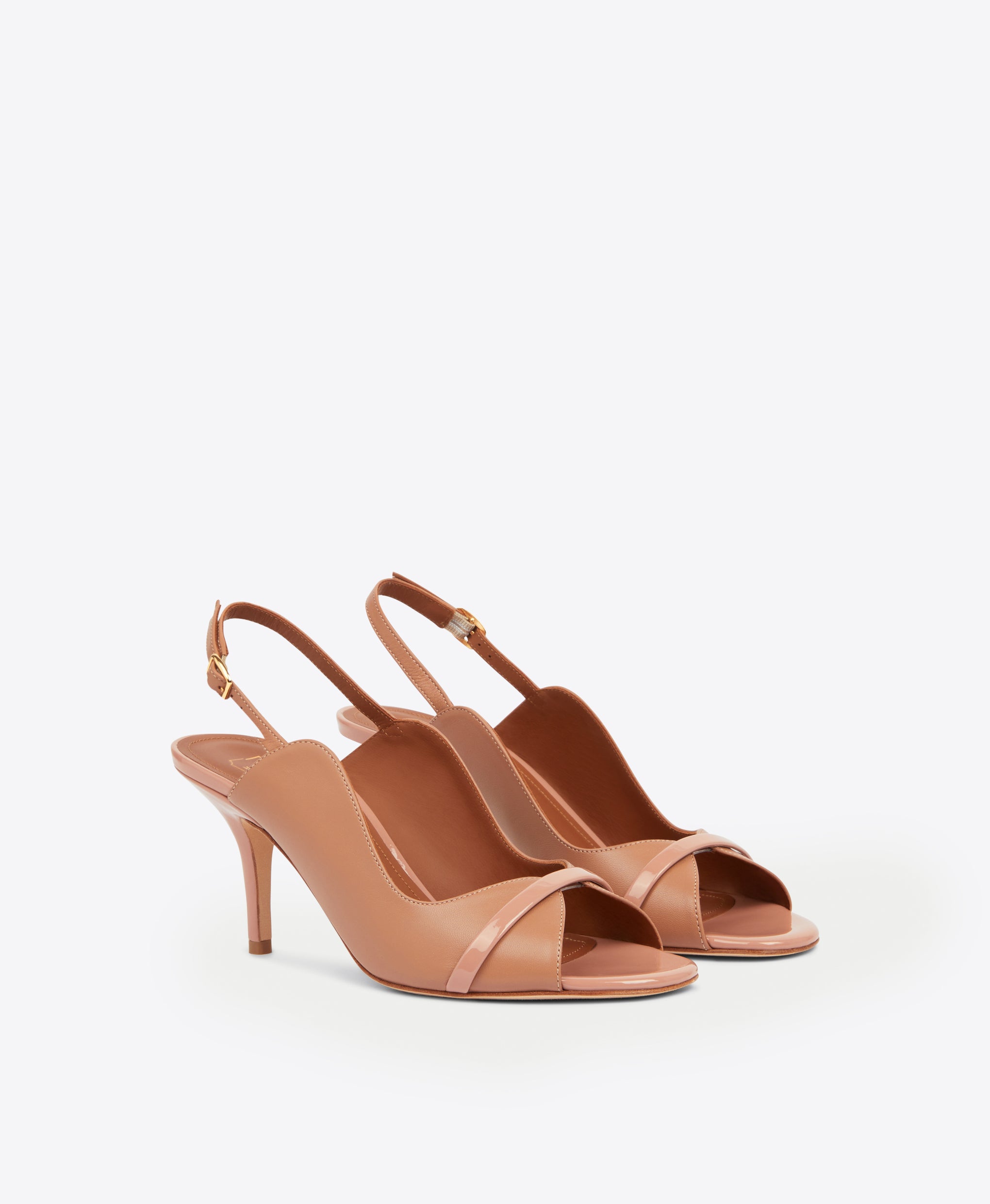 Women's Nude Leather Heeled Slingback Sandals Malone Souliers