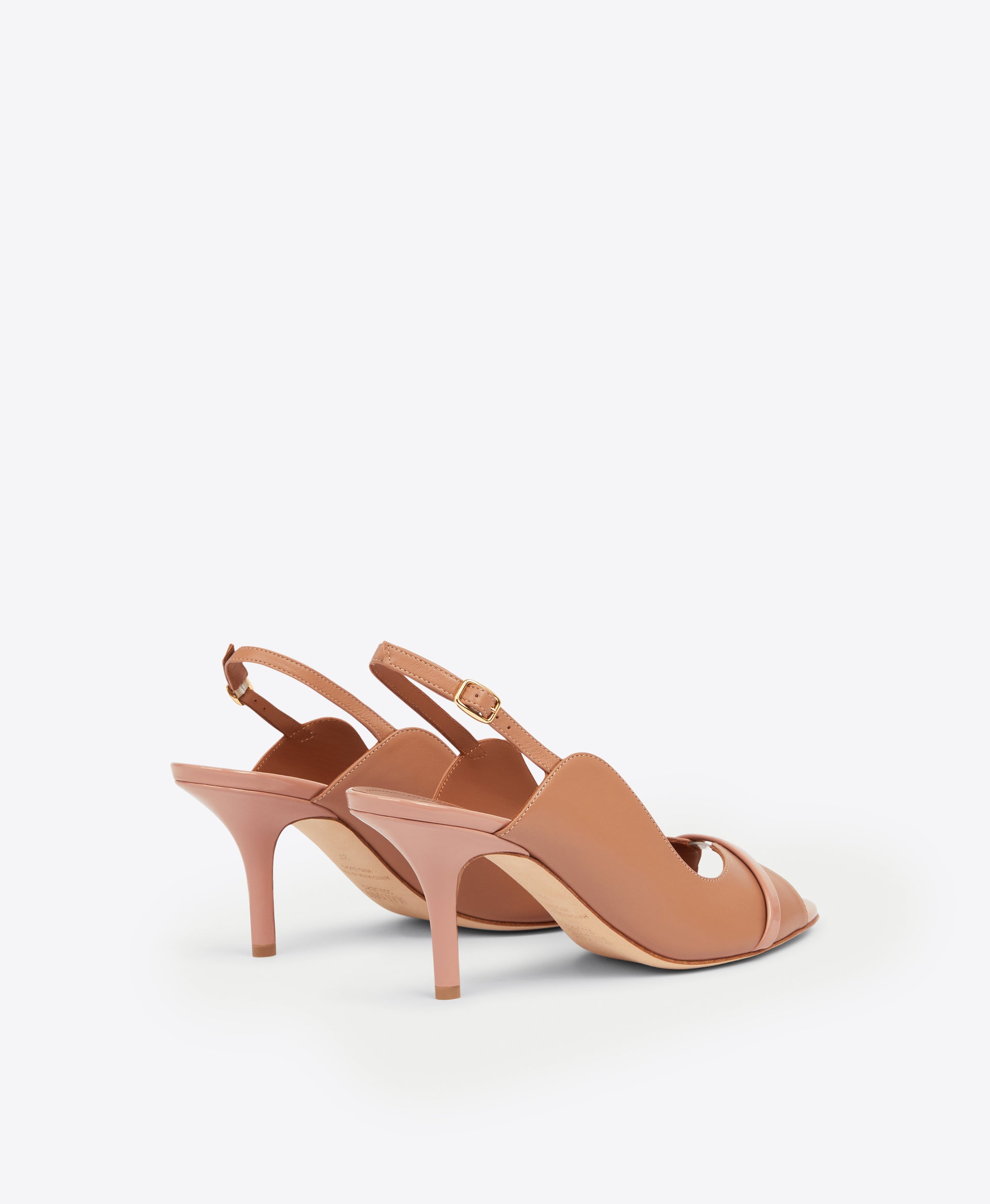 Women's Nude Leather Heeled Slingback Sandals Malone Souliers