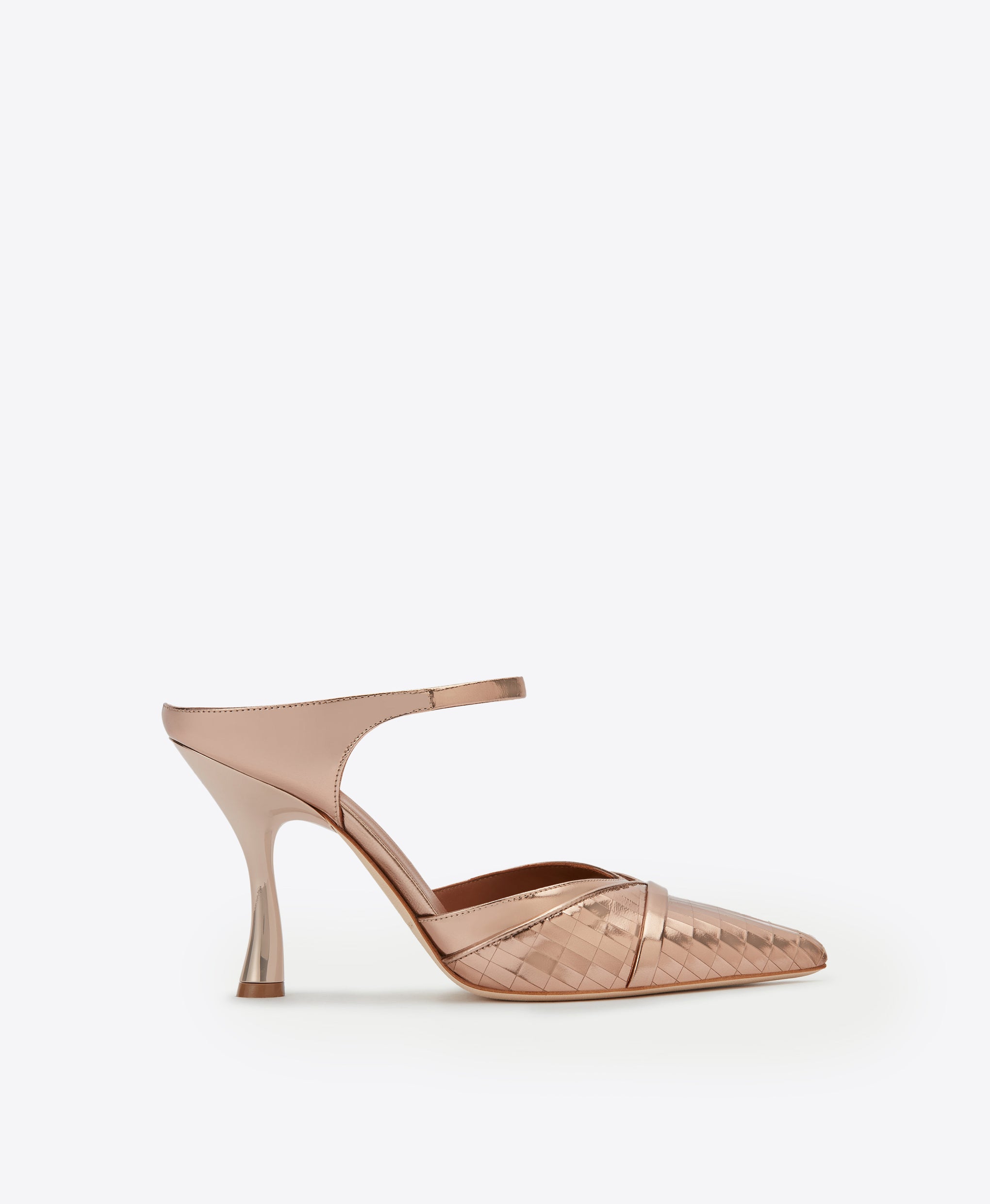 Women's Brass Gold Leather Heeled Mules Malone Souliers