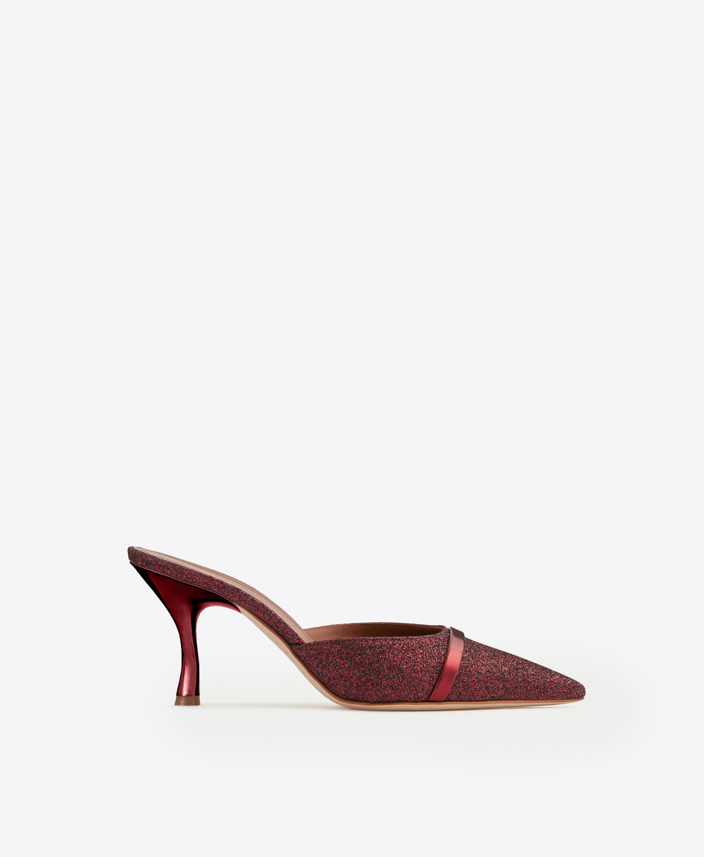 Women's Burgundy Glitter Heeled Mules Malone Souliers