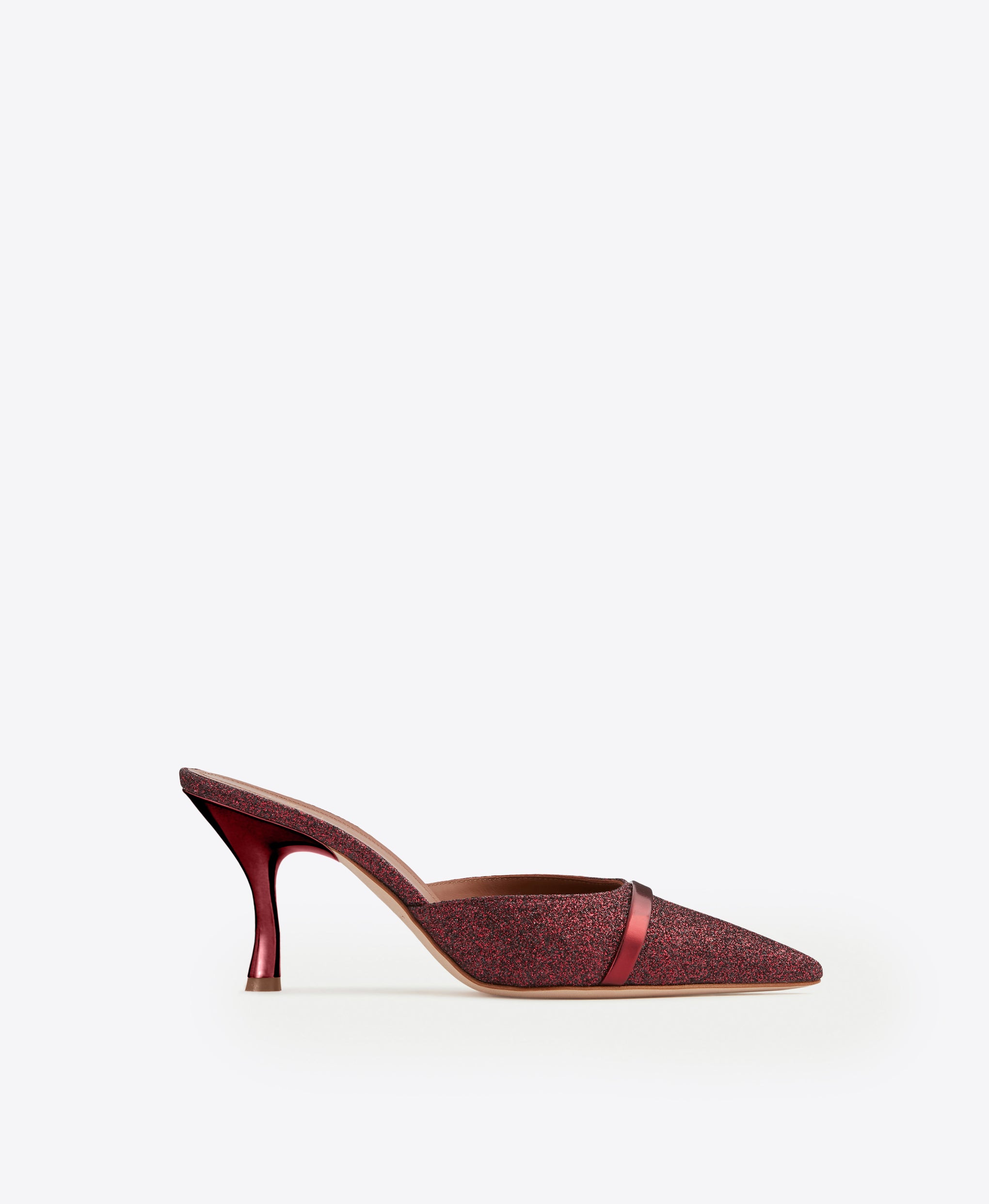 Women's Burgundy Glitter Heeled Mules Malone Souliers