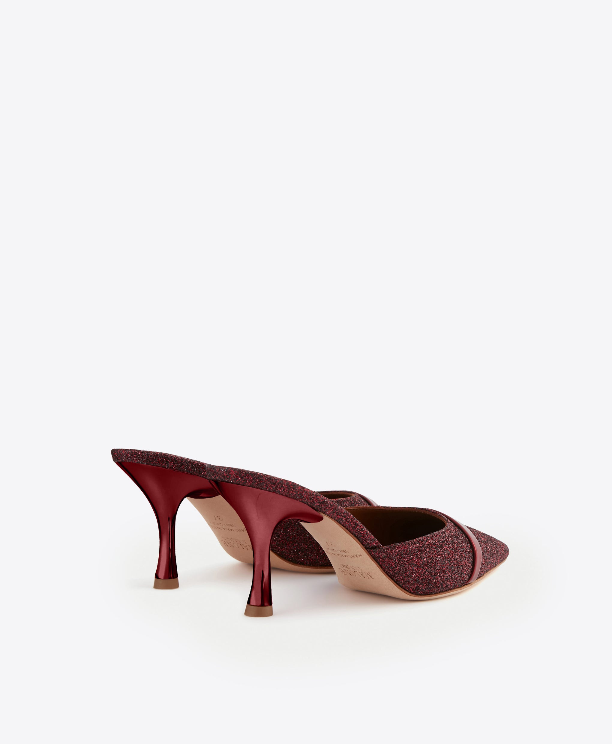 Women's Burgundy Glitter Heeled Mules Malone Souliers