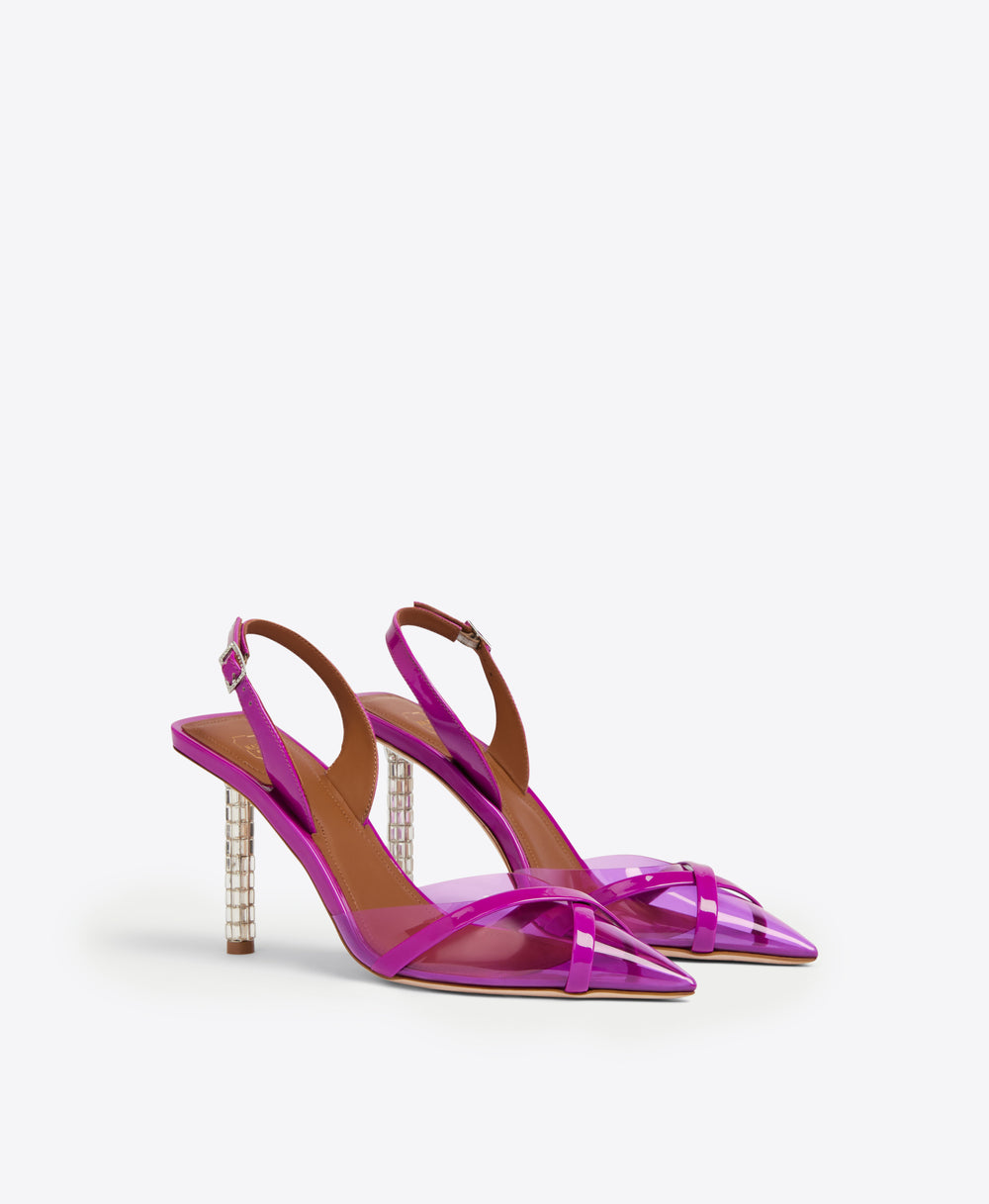 Women's  Fuschia Patent Crystal Slingbacks Malone Souliers