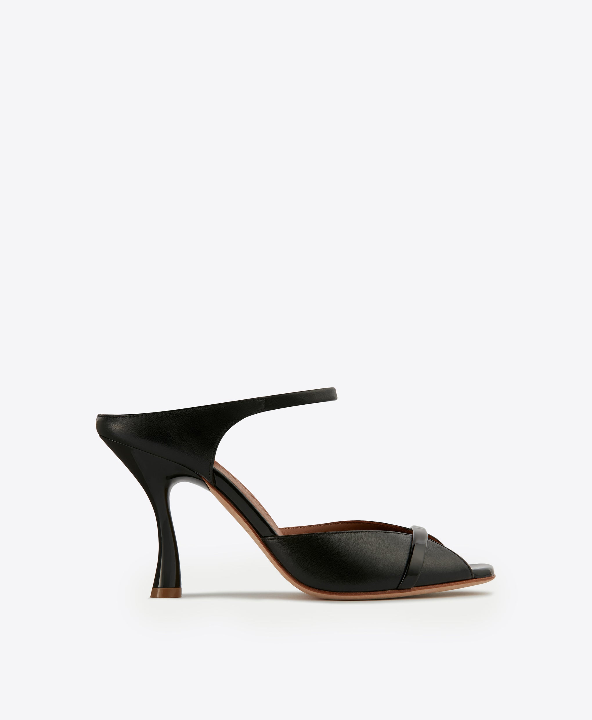 Women's Black Leather Mules with Stiletto Heel Malone Souliers