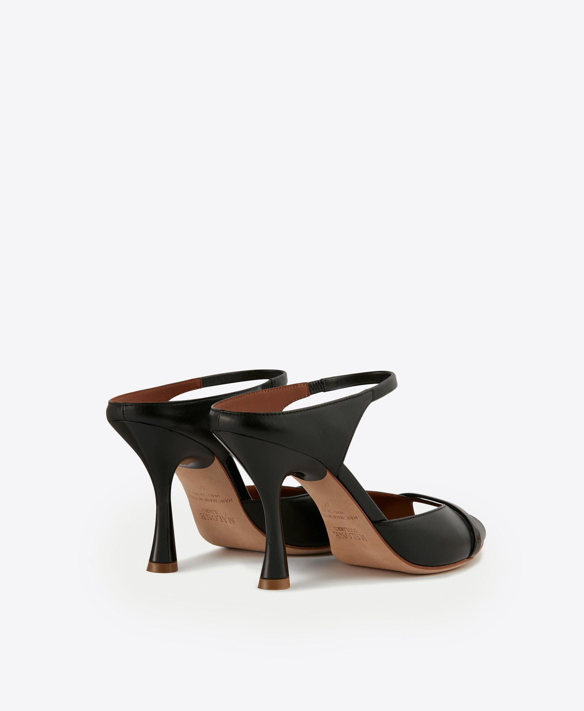Women's Black Leather Mules with Stiletto Heel Malone Souliers