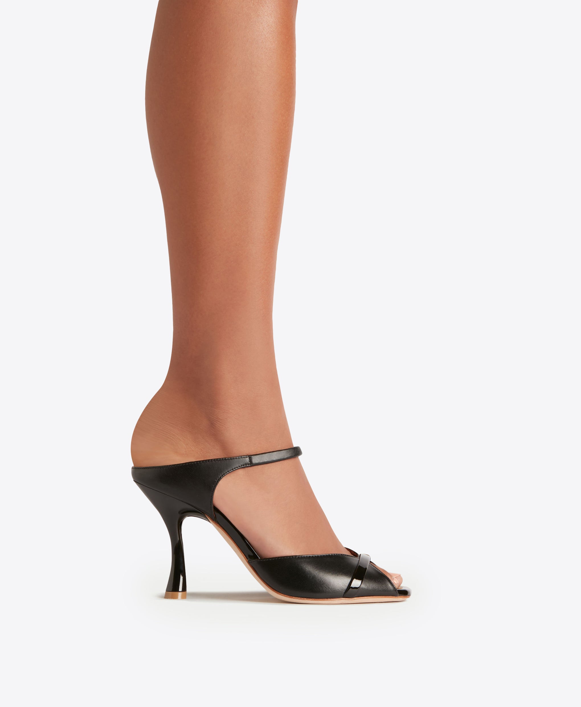 Women's Black Leather Mules with Stiletto Heel Malone Souliers