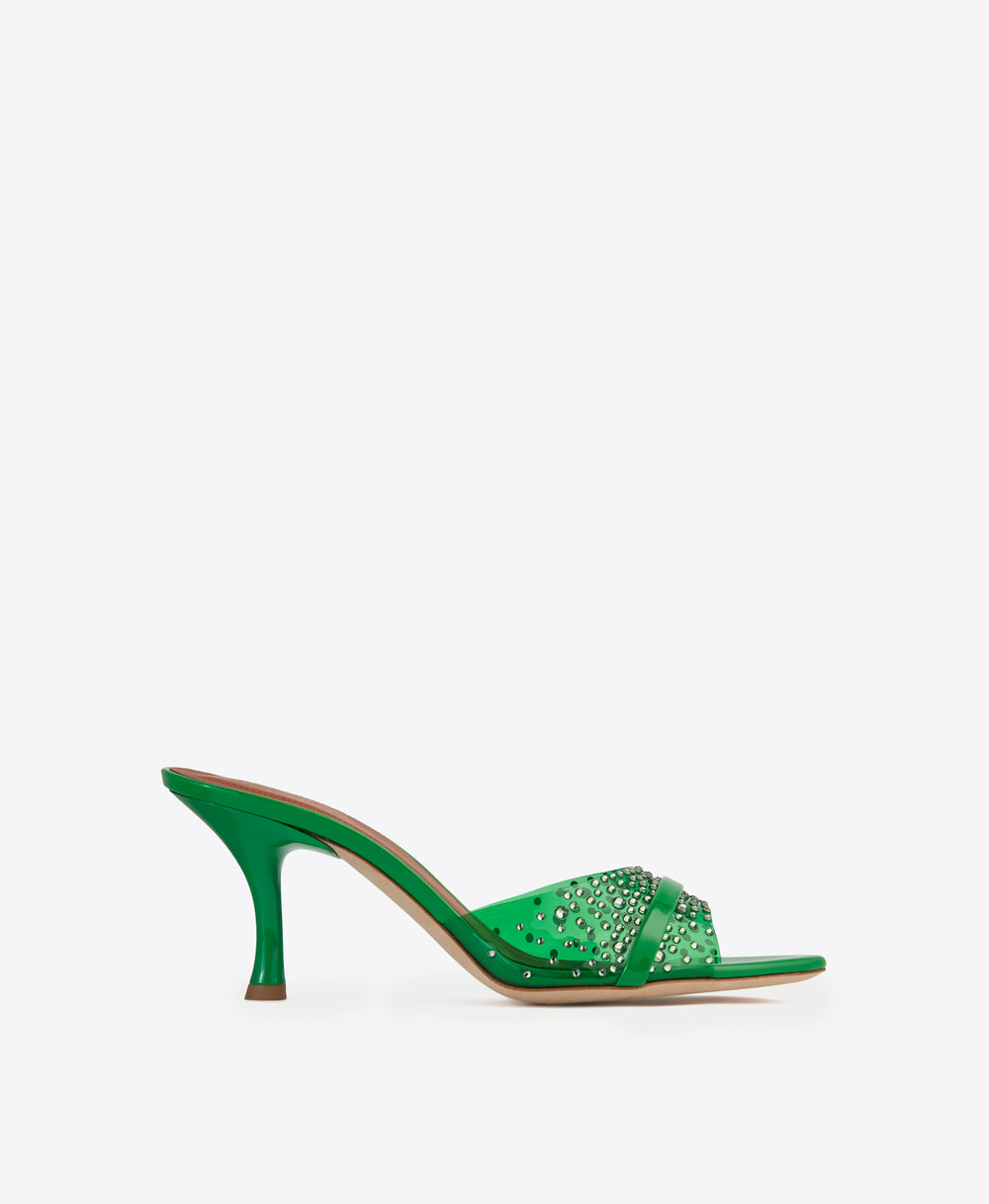 Women's Green PVC with Crystals Heeled Sandals Malone Souliers
