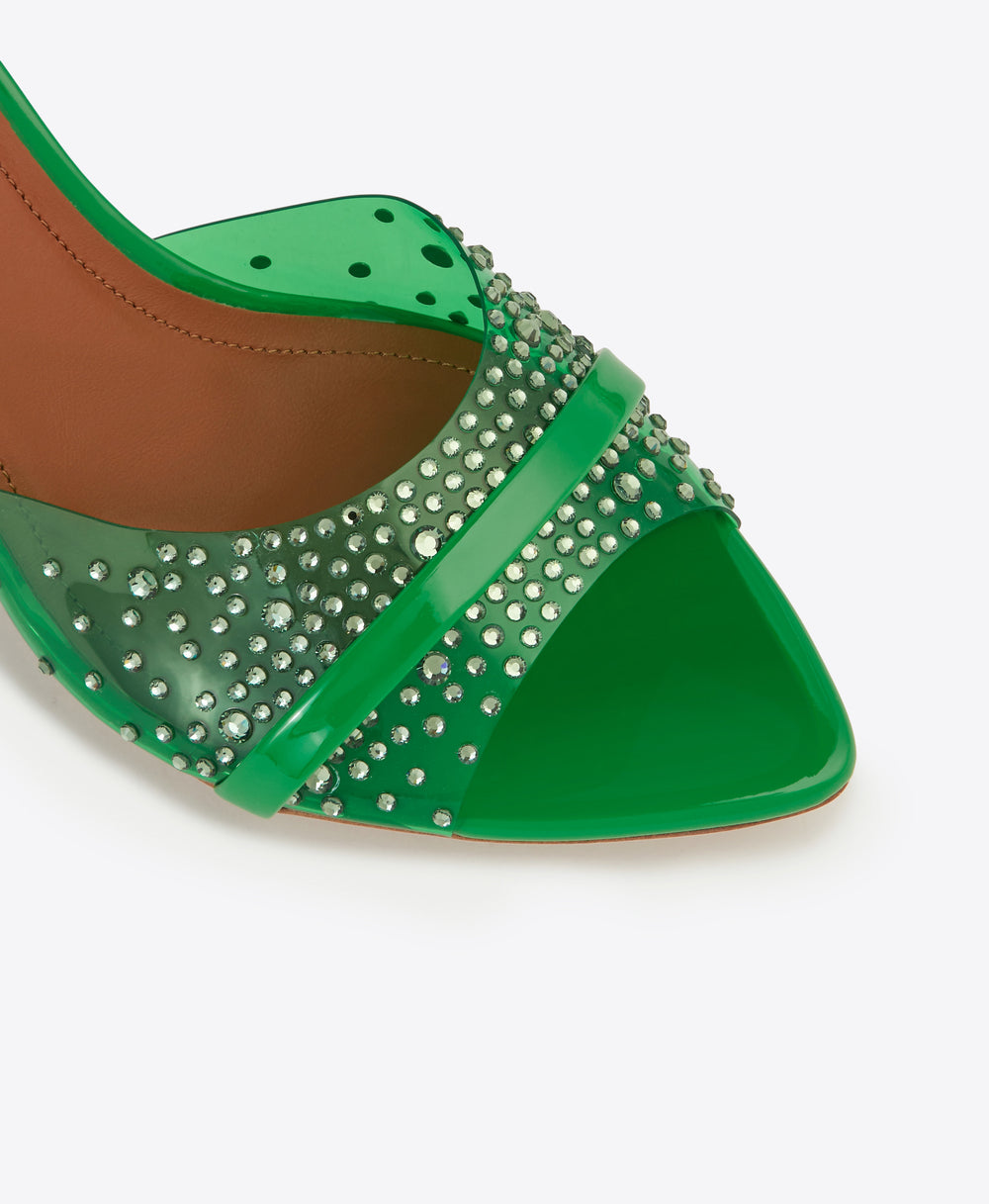 Women's Green PVC with Crystals Heeled Sandals Malone Souliers