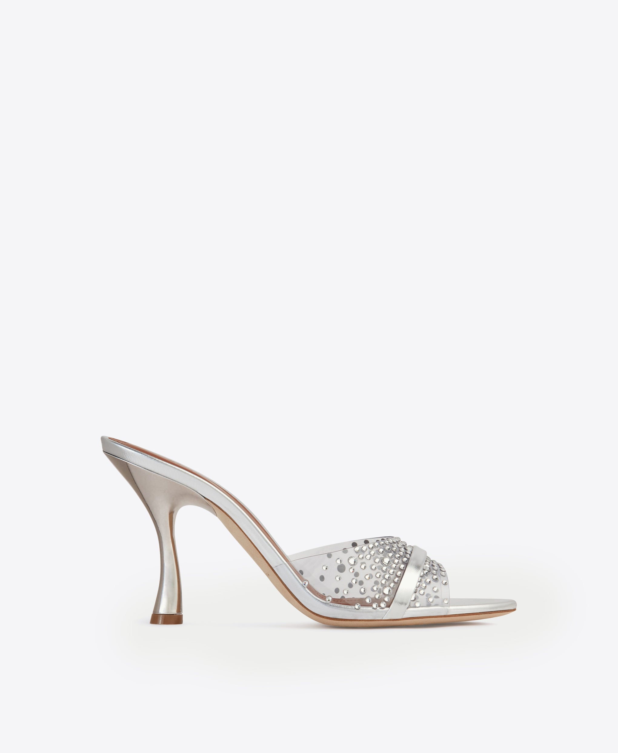 Women's Silver PVC with Crystals Heeled Sandals Malone Souliers