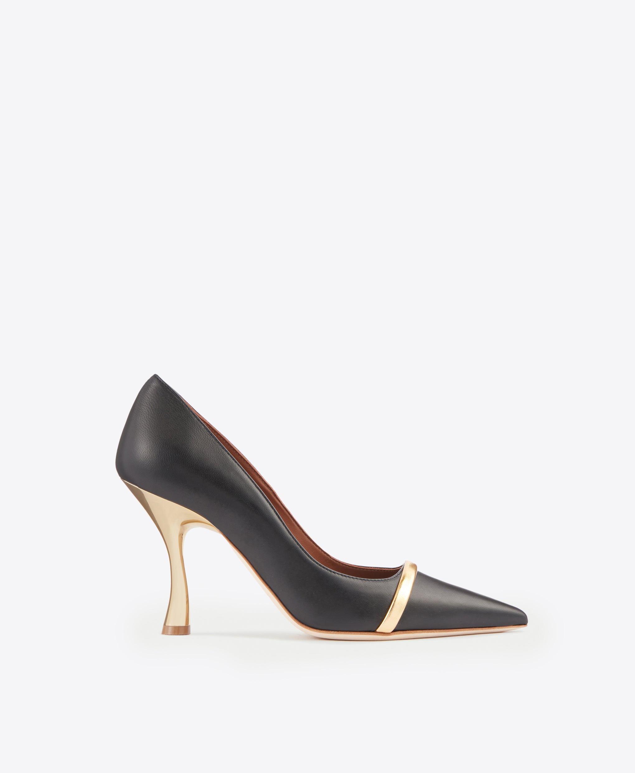 Women's Black & Gold Leather Heeled Pumps Malone Souliers