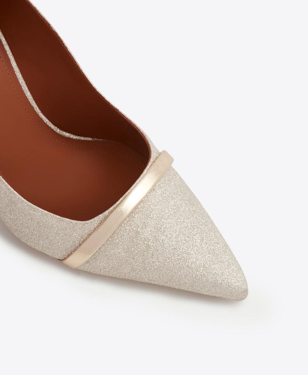 Women's Platino Glitter Leather Heeled Pumps Malone Souliers