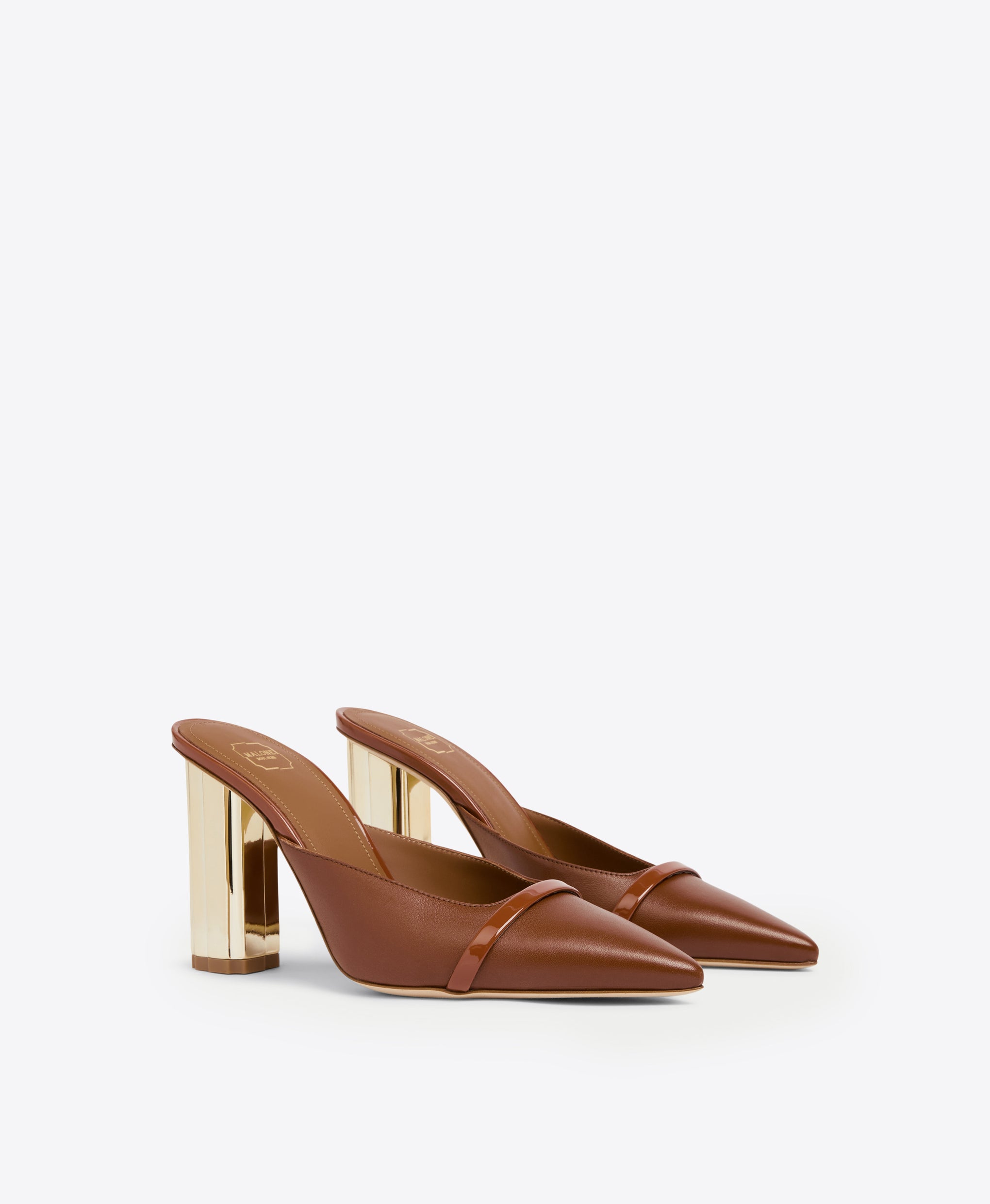 Women's Brown Leather Block Heel Mules Malone Souliers