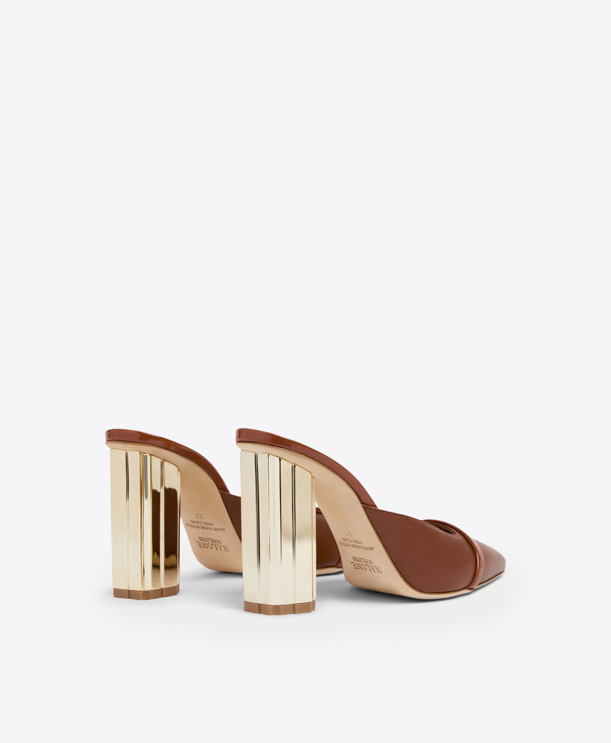 Women's Brown Leather Block Heel Mules Malone Souliers