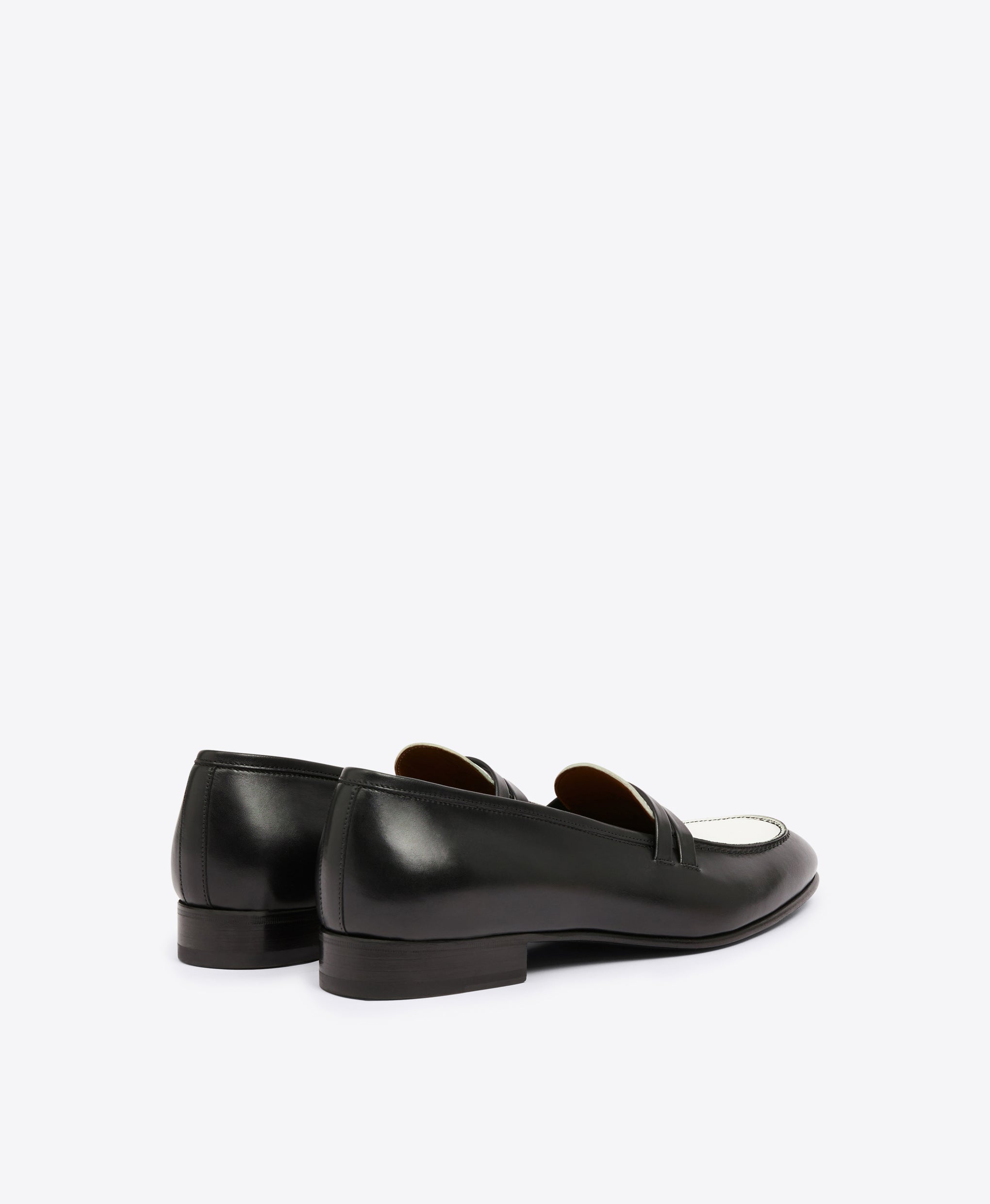 Men's Black and White Leather Penny Loafers  Malone Souliers