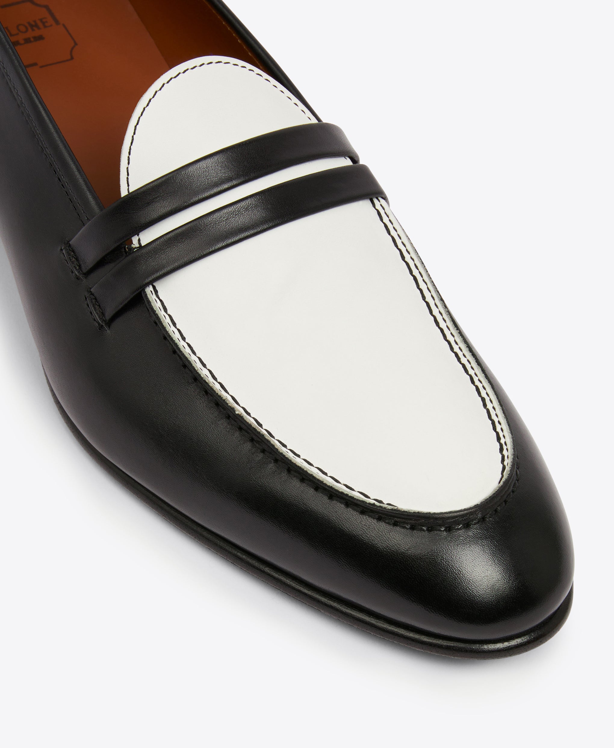 Men's Black and White Leather Penny Loafers  Malone Souliers