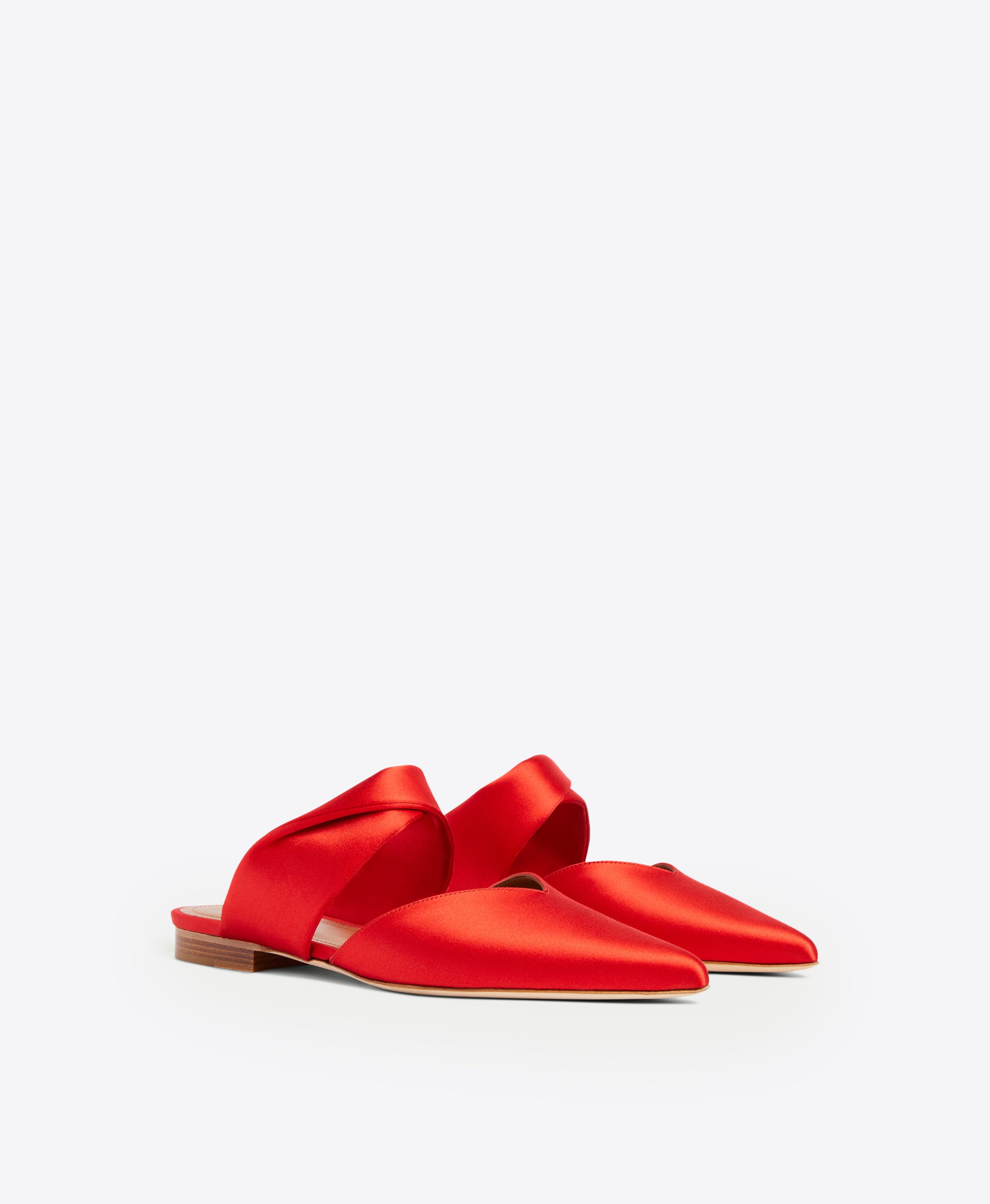 Malone Souliers Maisie Red Satin Flat Mules