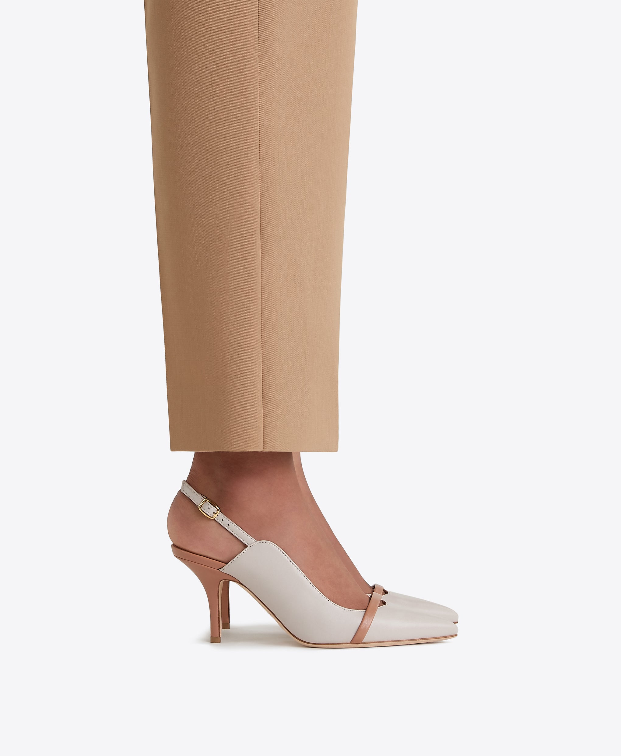 Women's Cream Leather High Heel Slingbacks Malone Souliers