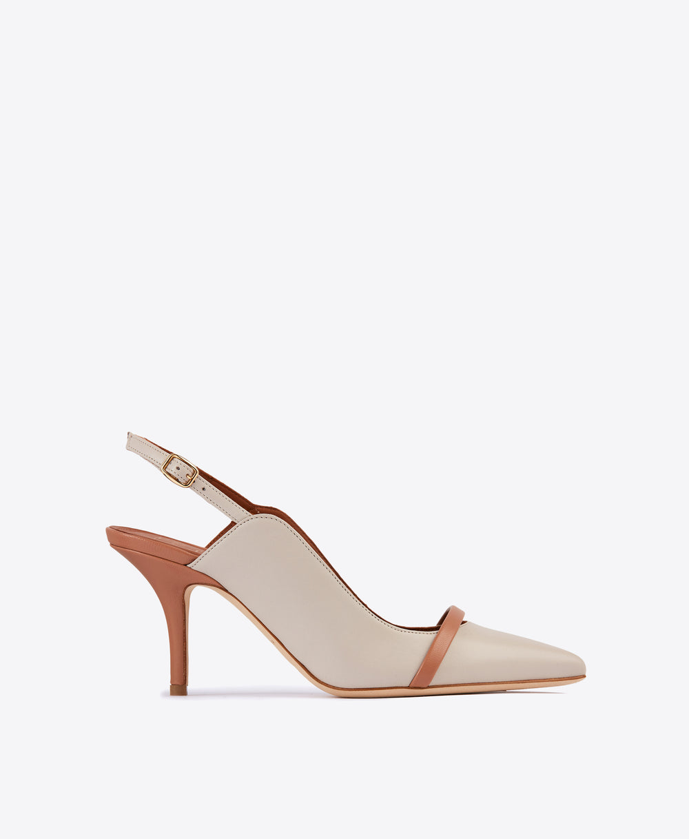 Women's Cream Leather High Heel Slingbacks Malone Souliers