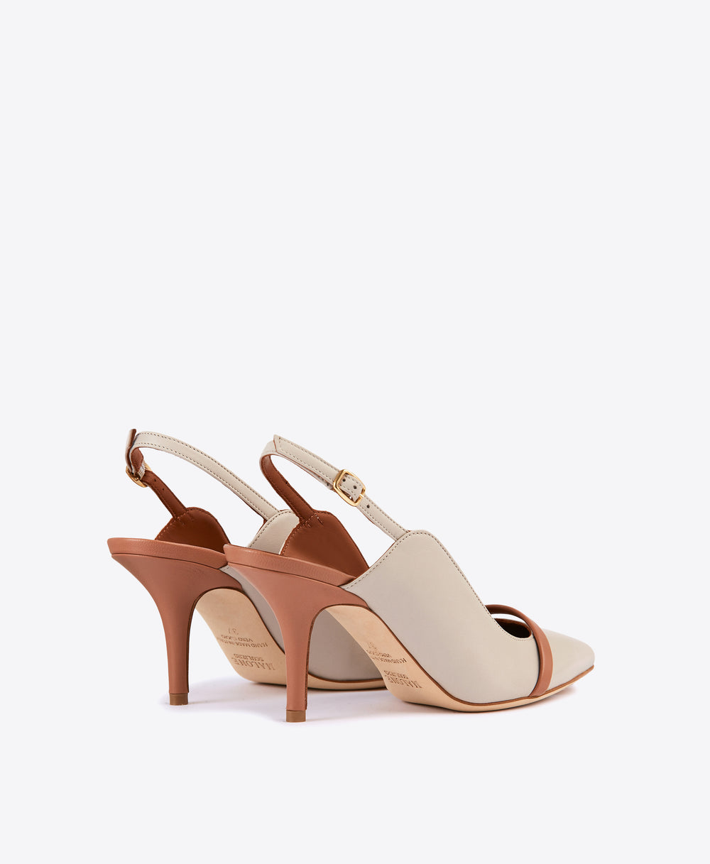 Women's Cream Leather High Heel Slingbacks Malone Souliers