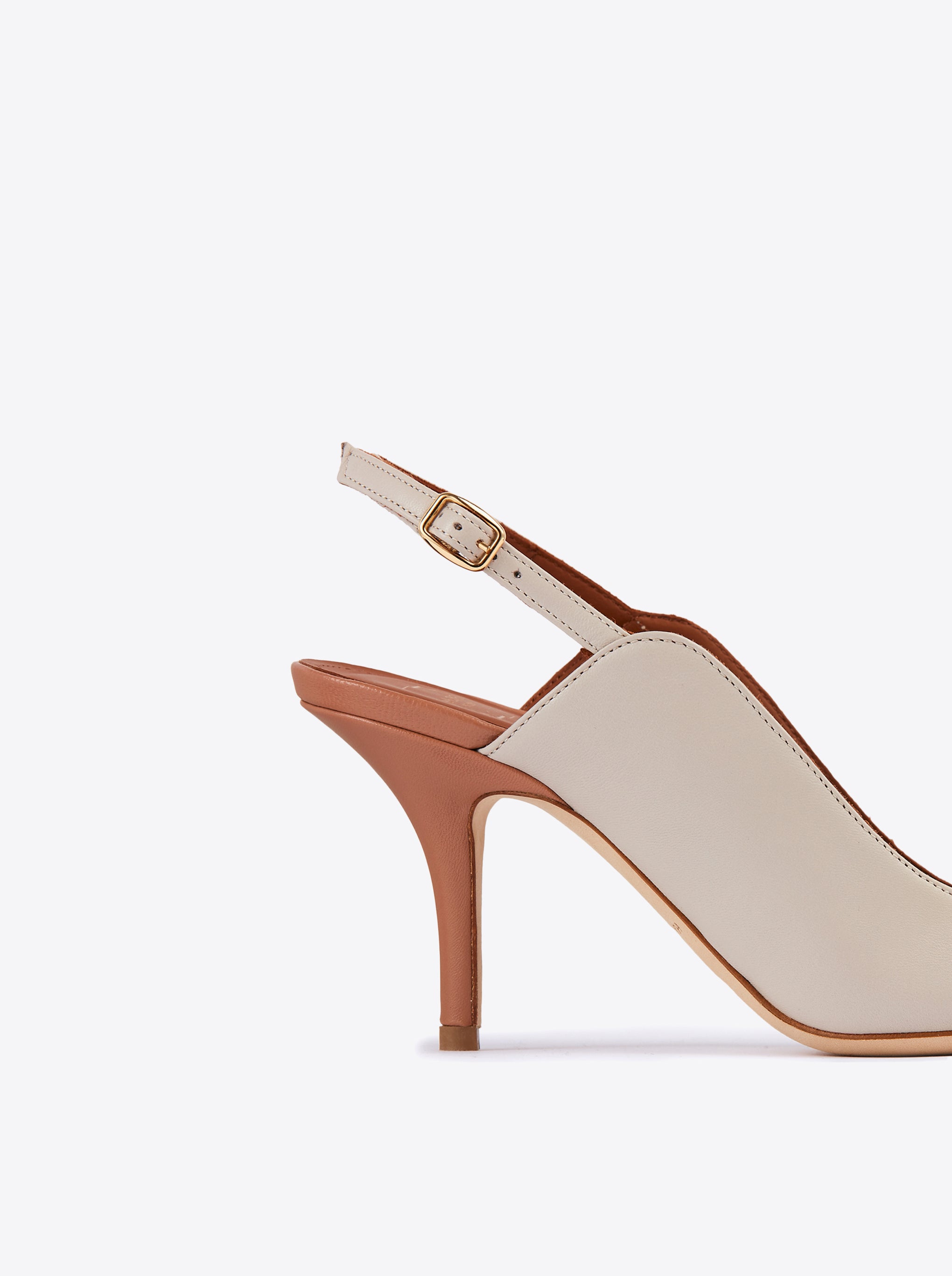 Women's Cream Leather High Heel Slingbacks Malone Souliers