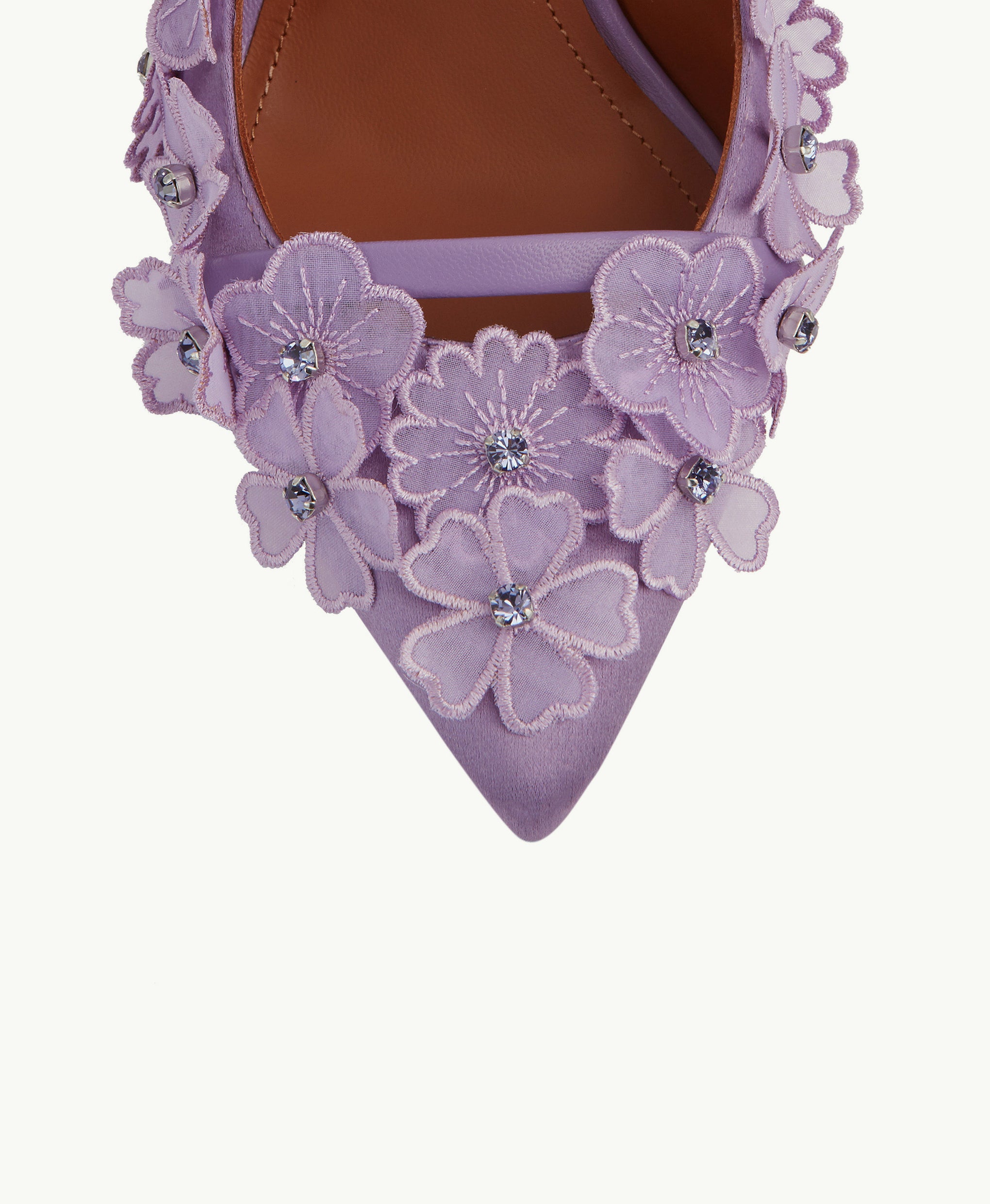 Women's Purple Embellished Satin Slingback Heel Malone Souliers