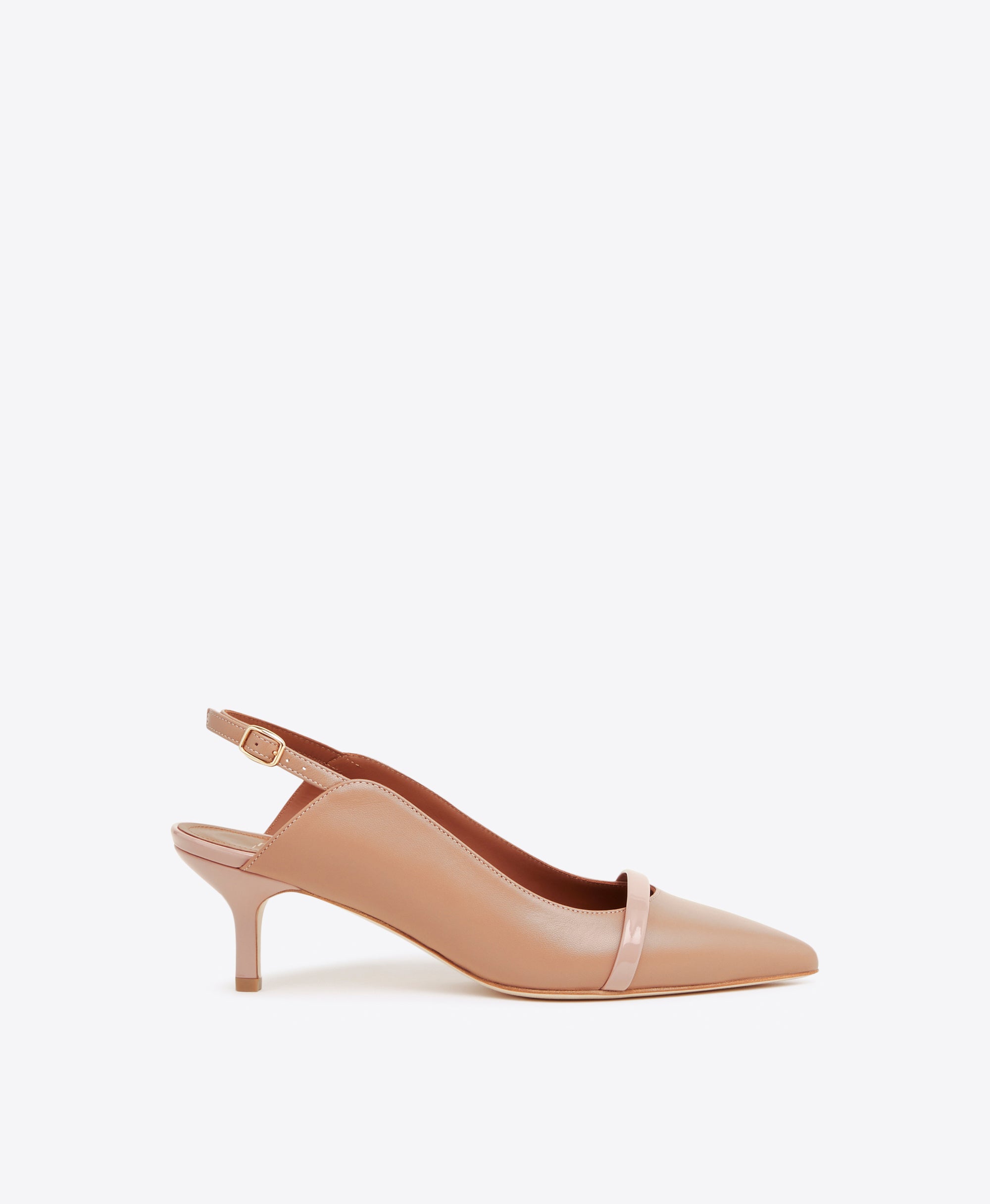 Women's Nude Patent And Blush Pink Leather Pointed Toe Pumps with Kitten Heel Malone Souliers