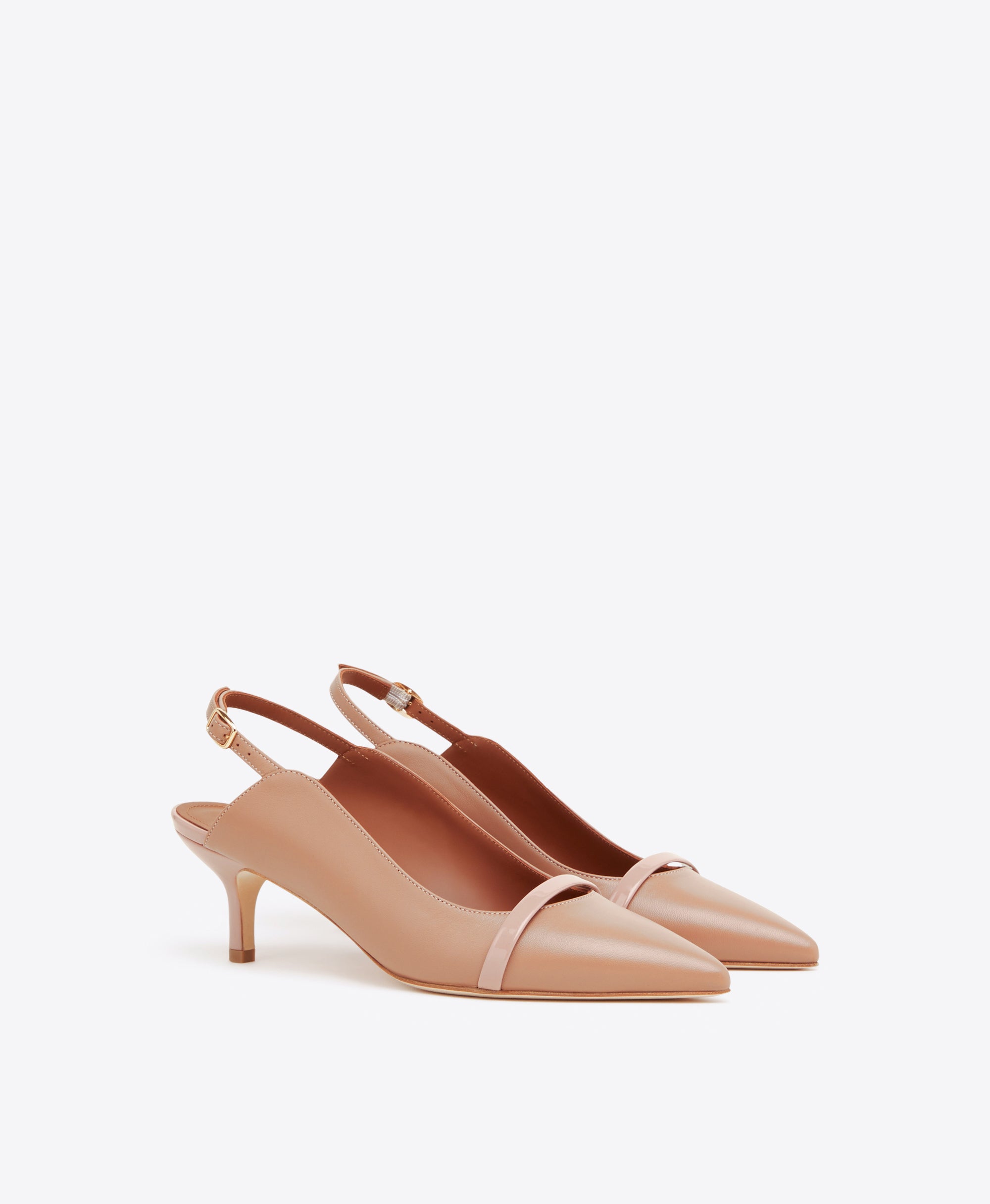 Capollini Allegra Blush Pink Nubuck Leather Slingback Heels with Bow