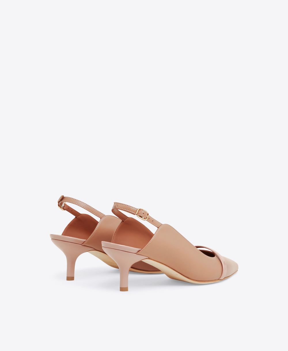 Women's Nude Patent And Blush Pink Leather Pointed Toe Pumps with Kitten Heel Malone Souliers