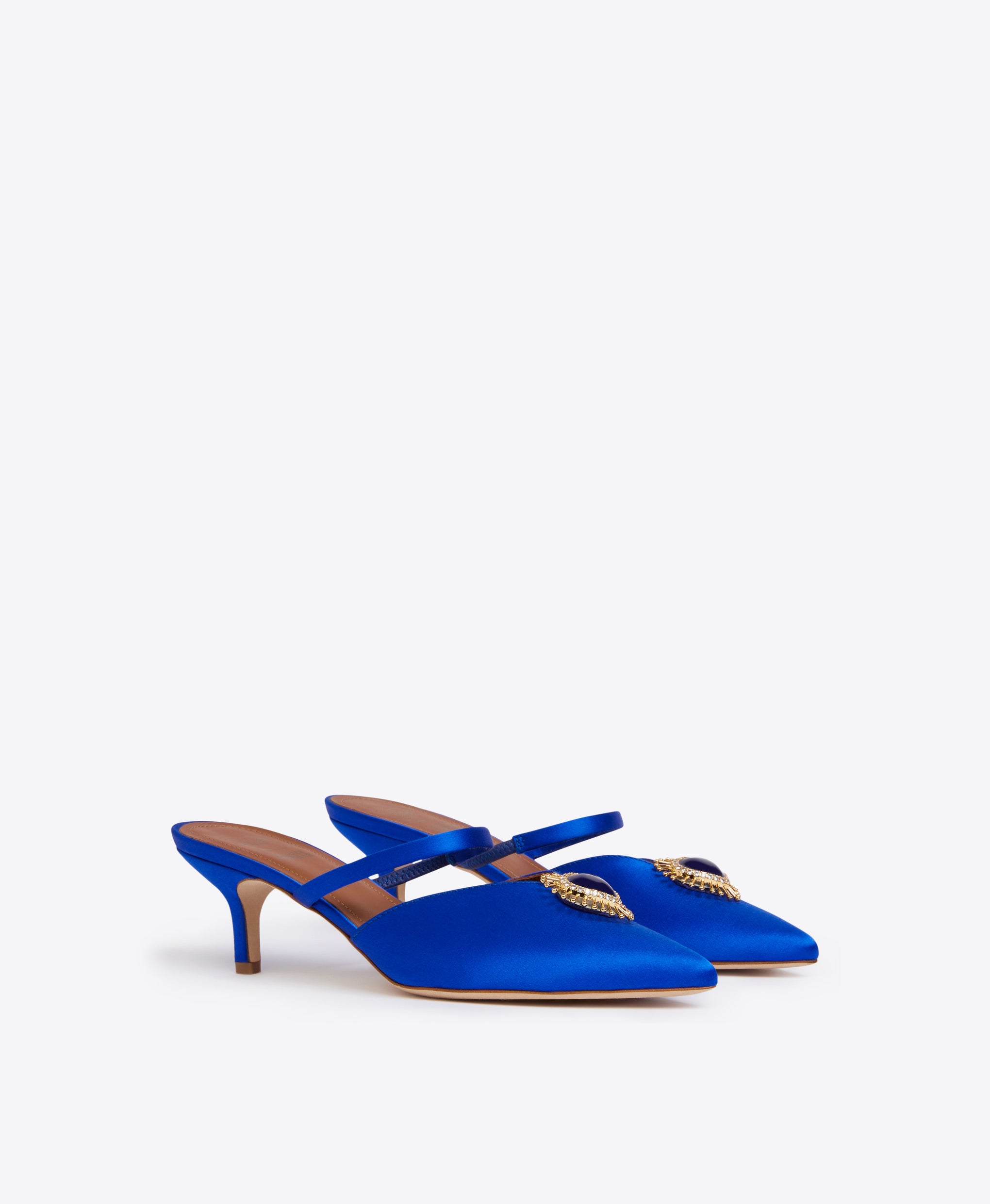 Women's Electric Blue Satin Kitten Heels Malone Souliers