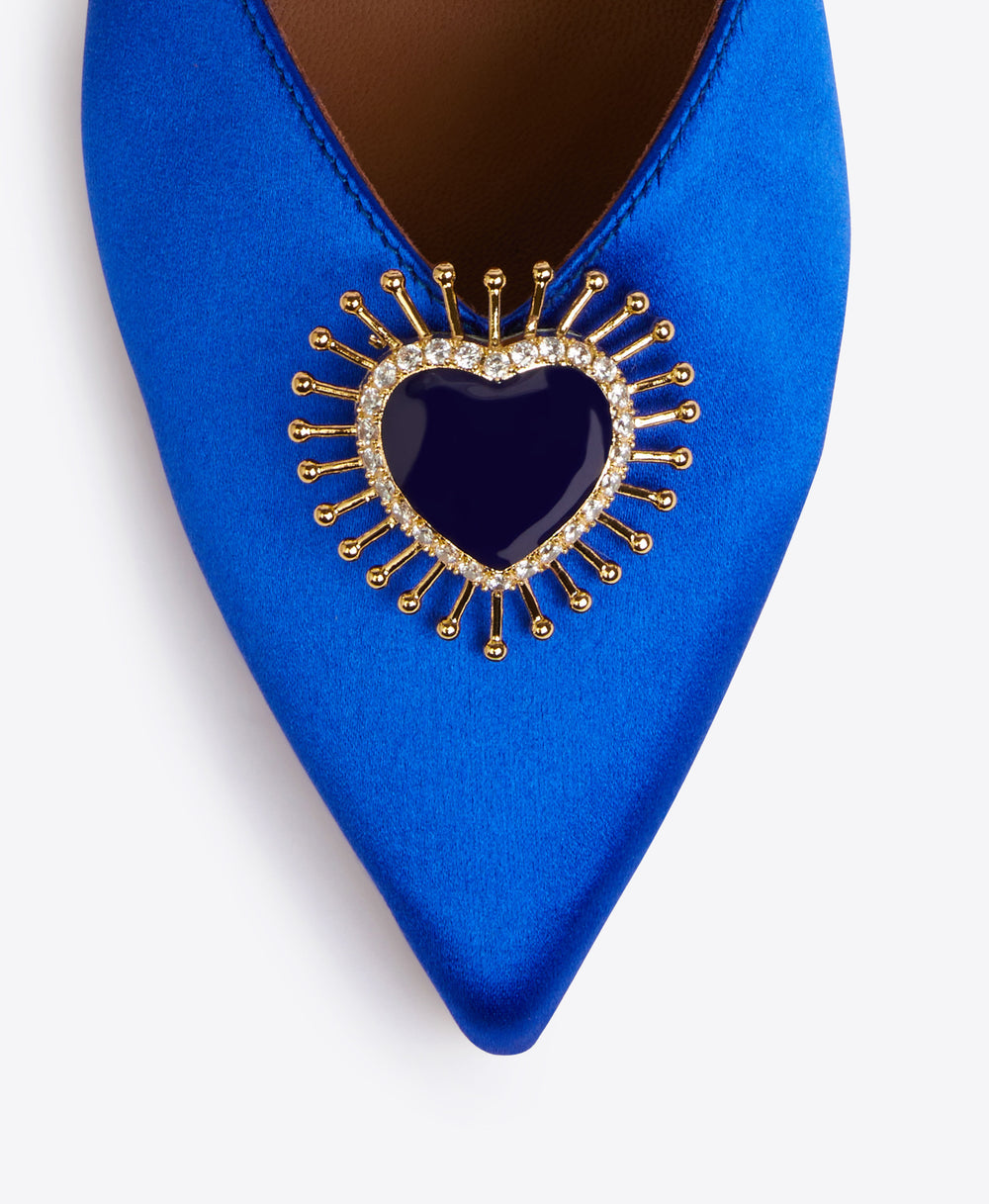 Marla 45mm Electric Blue Satin Kitten Heels | Malone Souliers