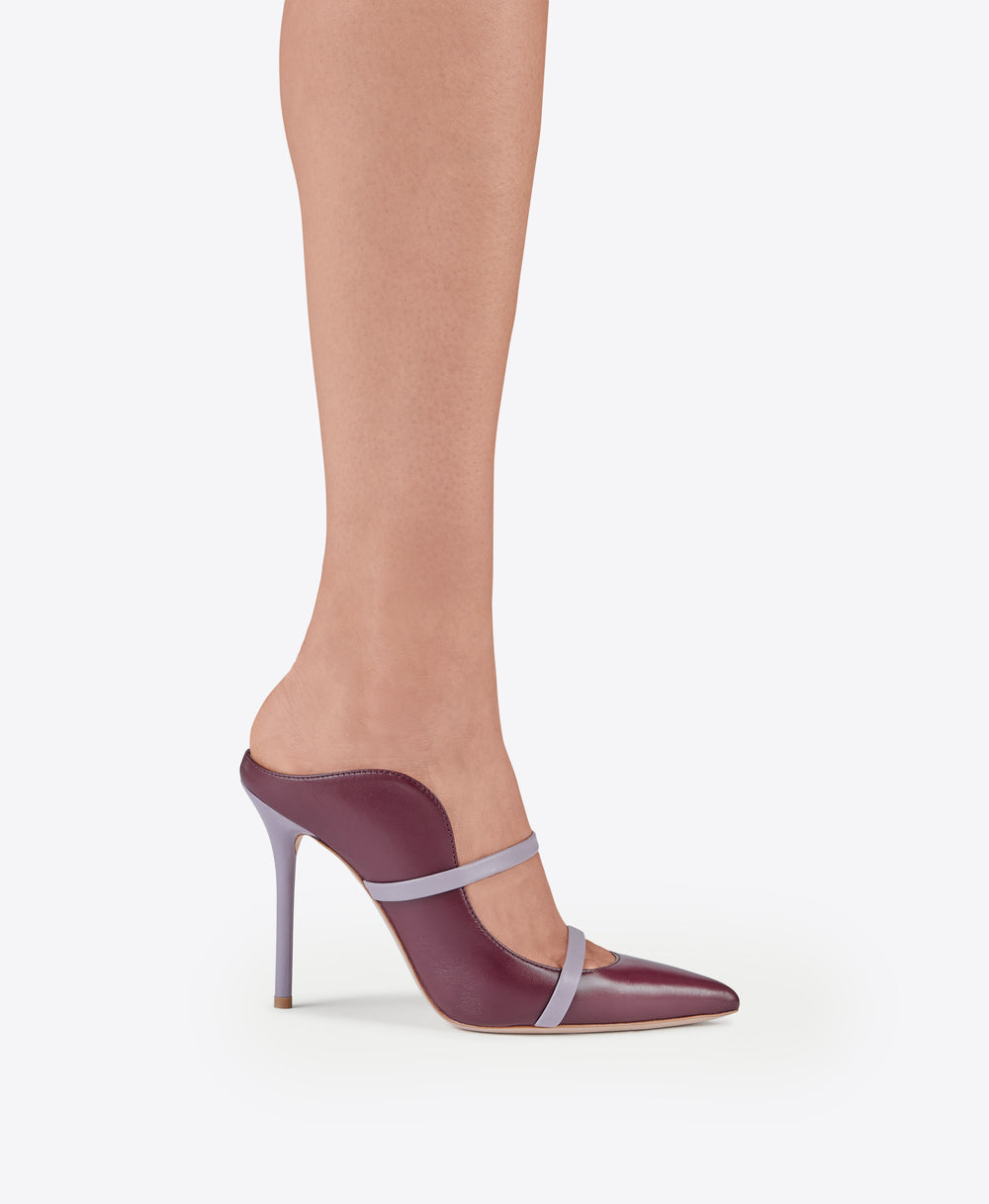 Women's Burgundy Leather Stiletto Mules Malone Souliers