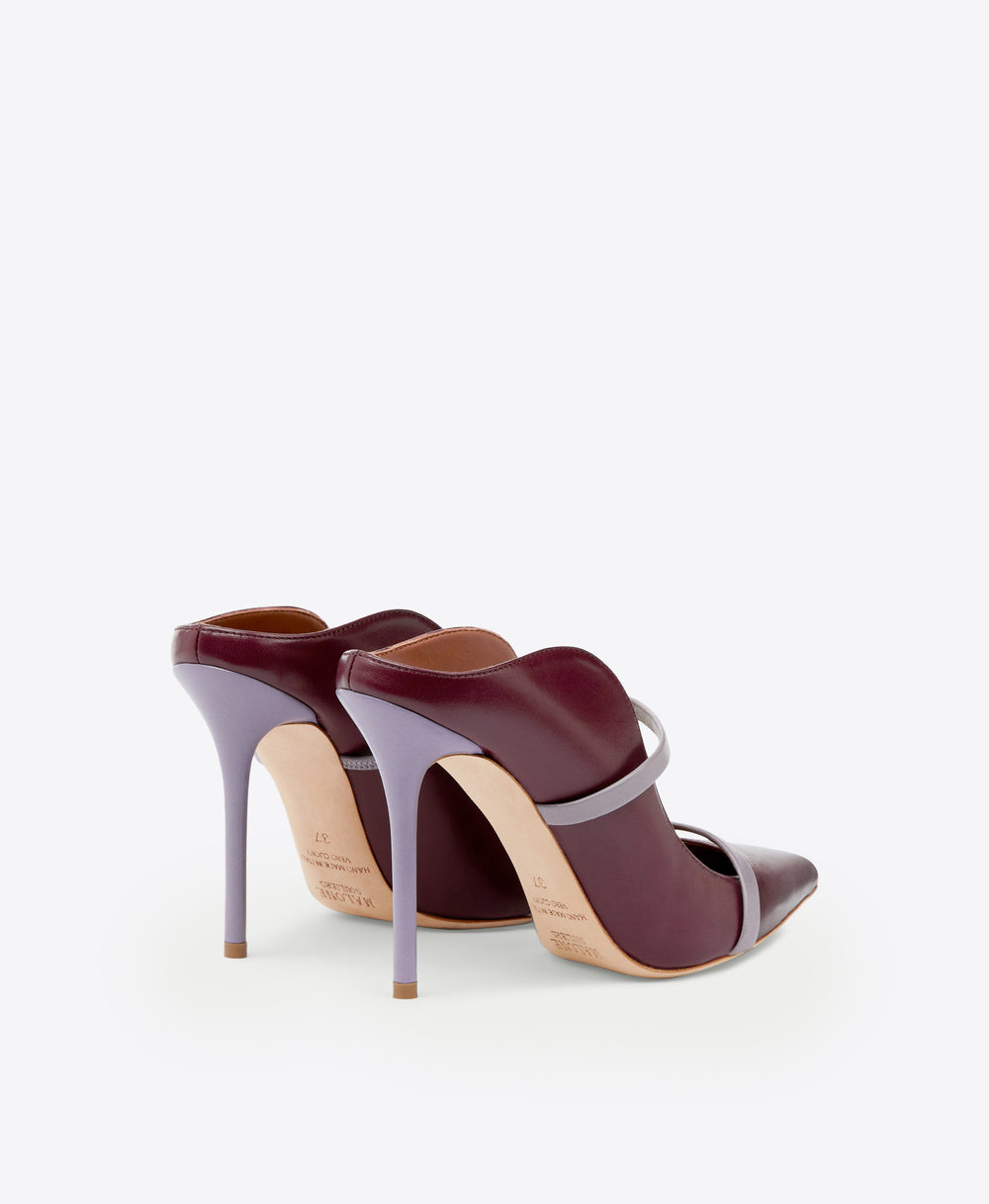 Women's Burgundy Leather Stiletto Mules Malone Souliers