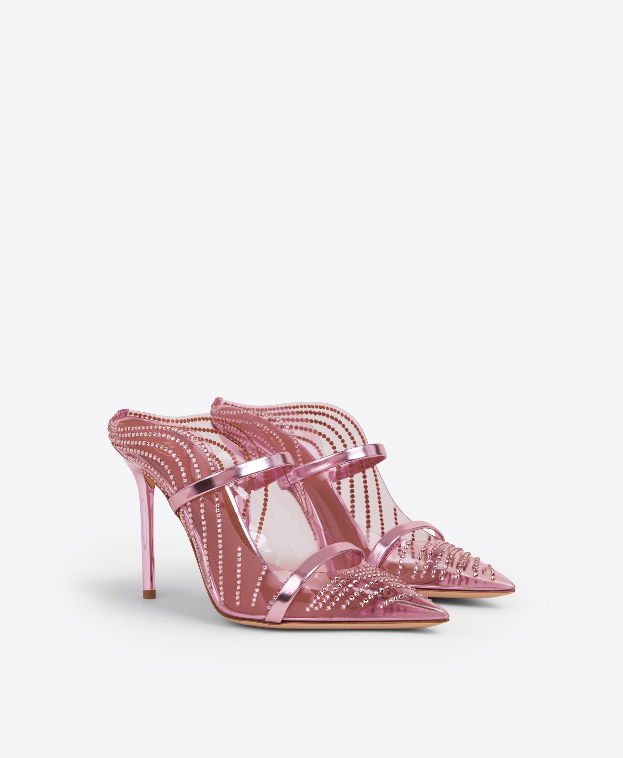 Malone Souliers Maureen 100mm Rose PVC Embellished Mules