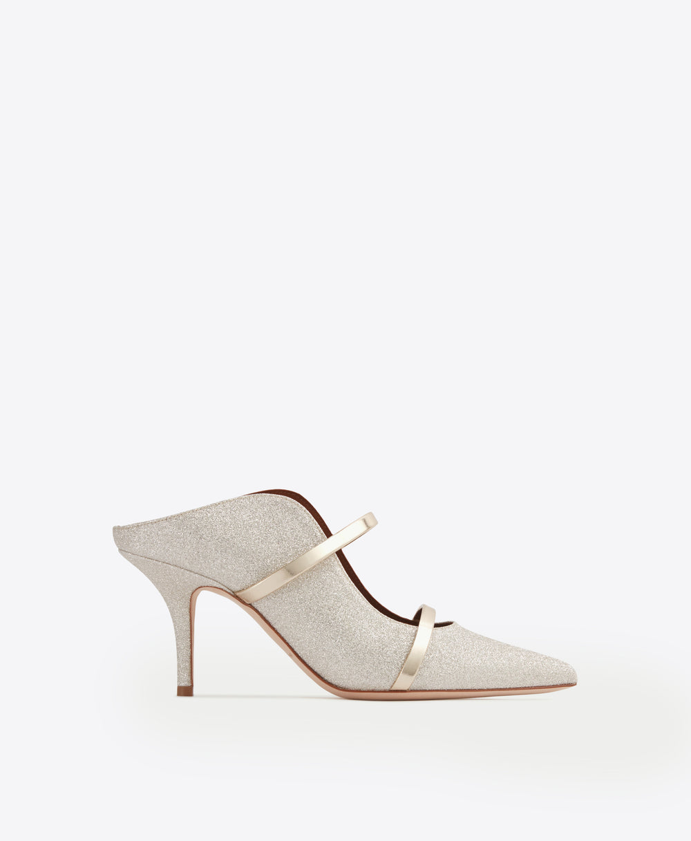 Women's Platino Glitter Heeled Mules Malone Souliers