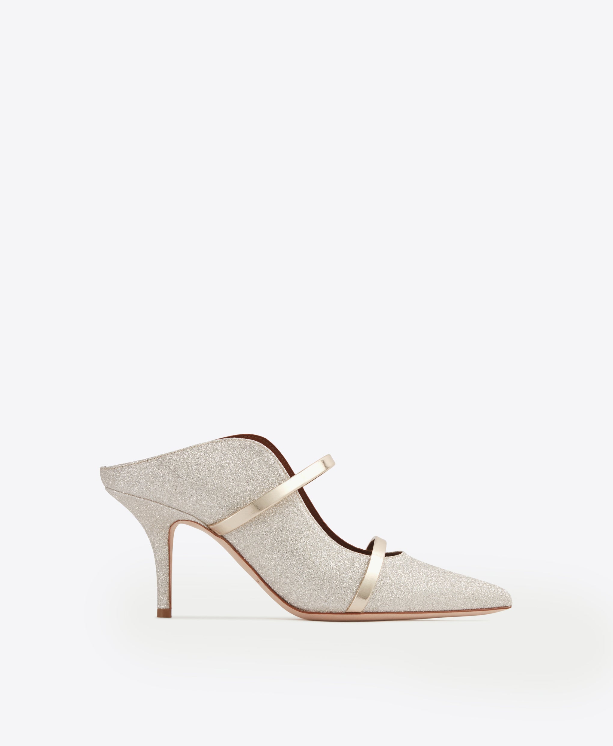 Women's Platino Glitter Heeled Mules Malone Souliers