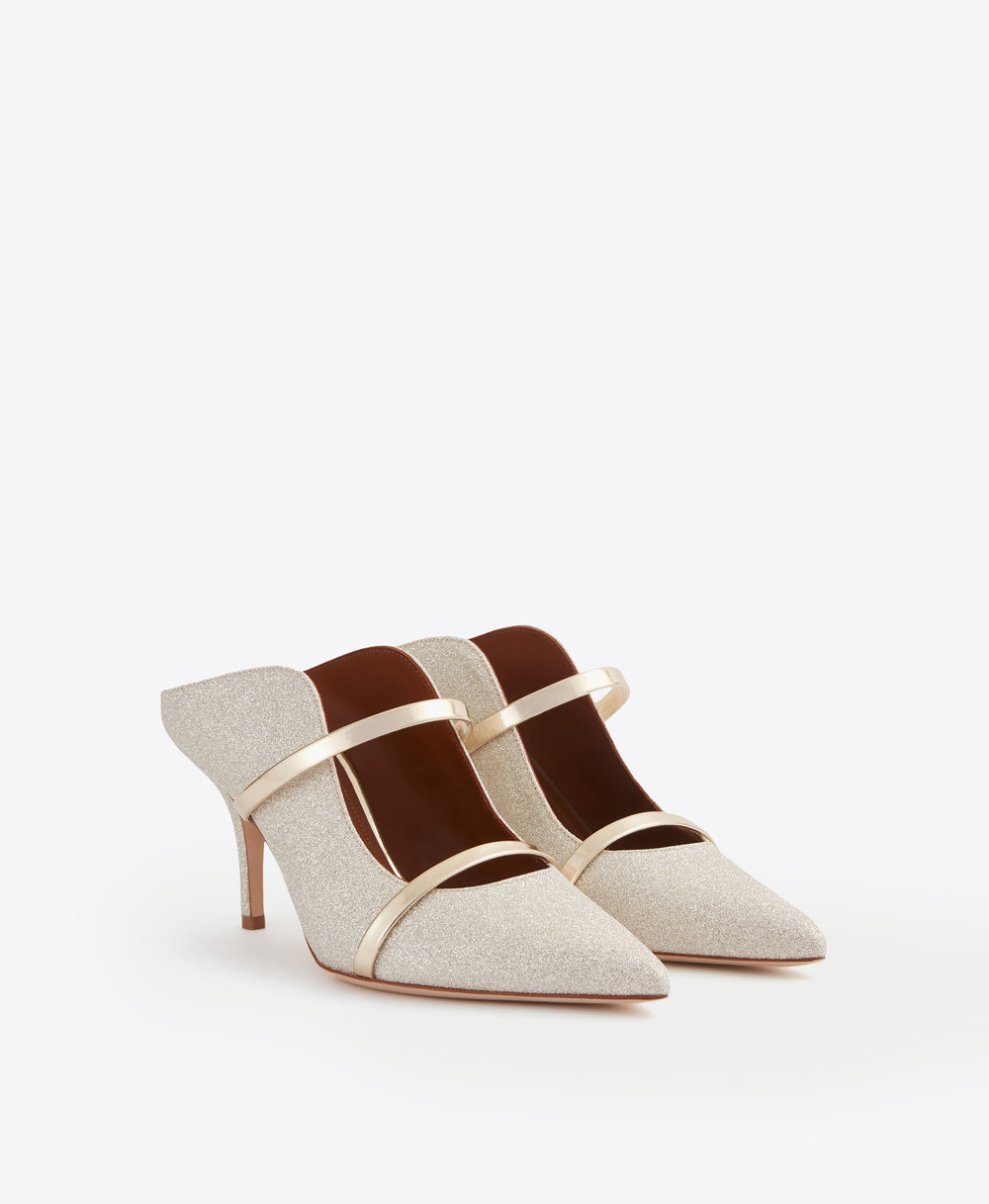 Women's Platino Glitter Heeled Mules Malone Souliers