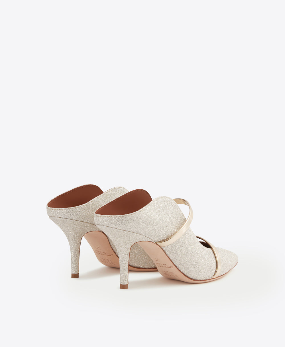 Women's Platino Glitter Heeled Mules Malone Souliers