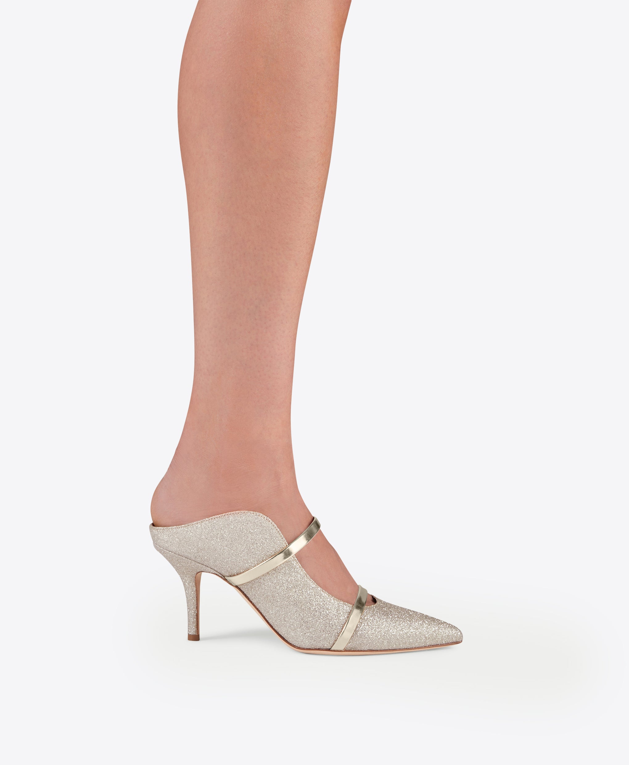 Women's Platino Glitter Heeled Mules Malone Souliers