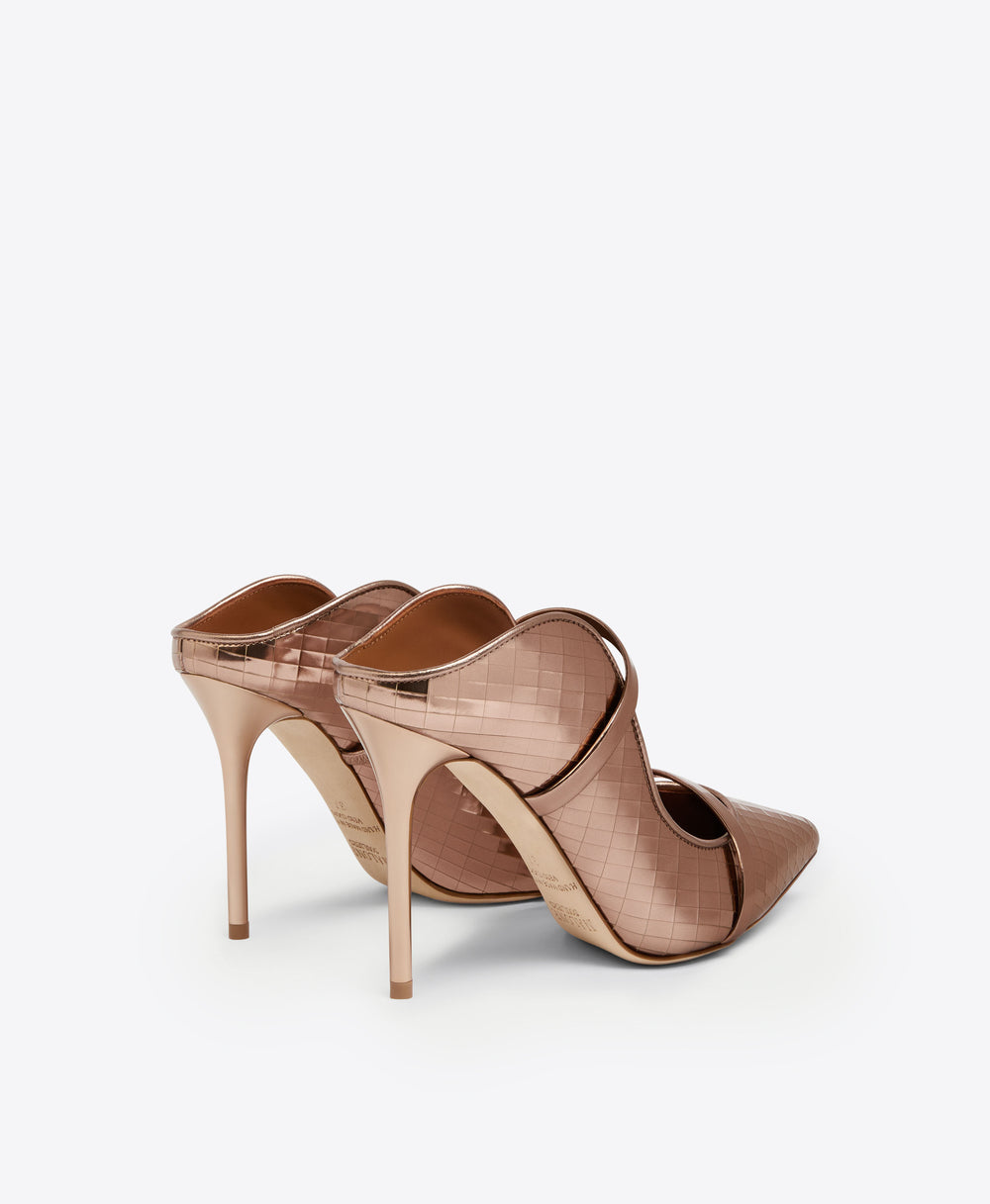 Women's Brass Gold Leather Stiletto Mule Malone Souliers