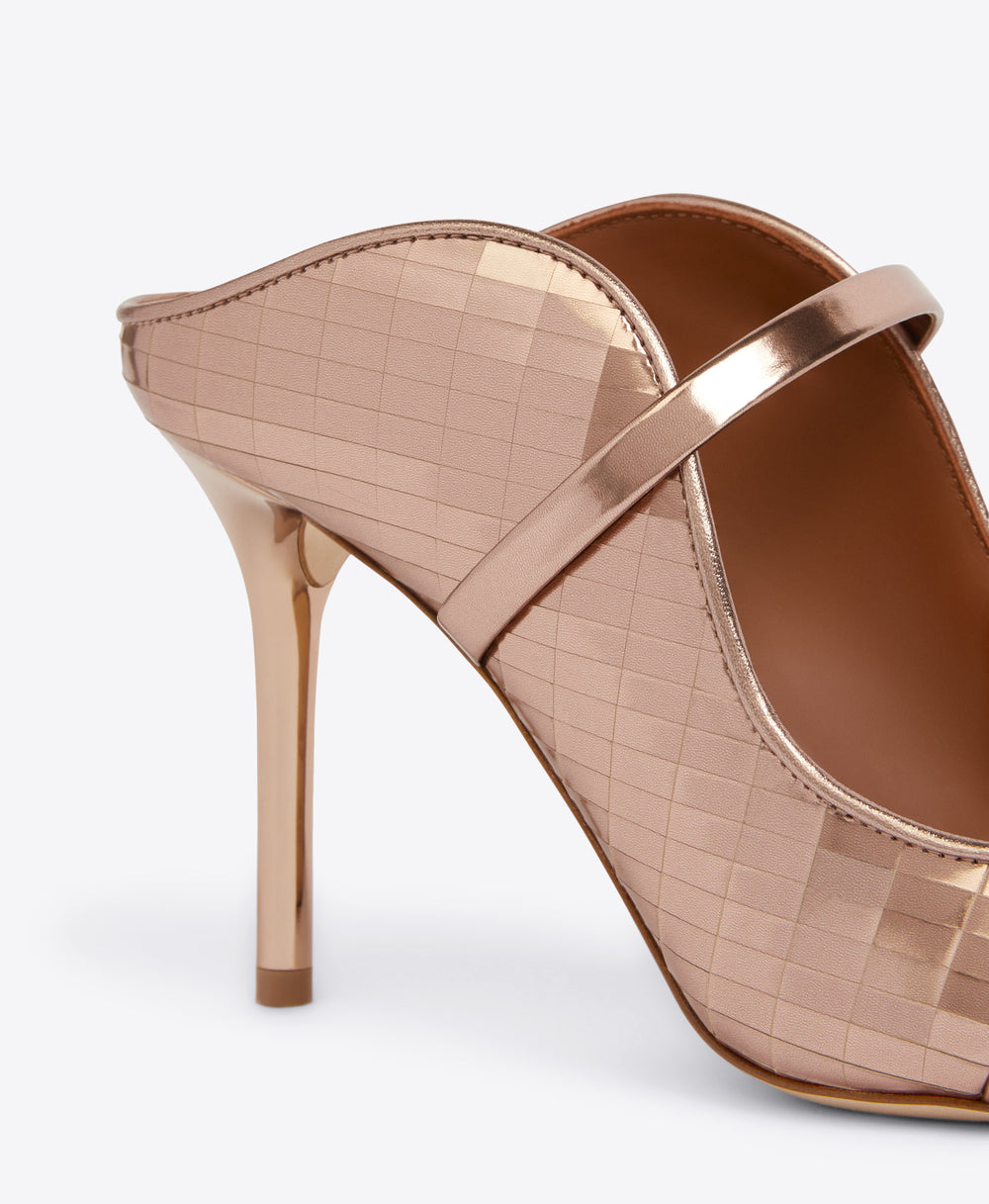 Women's Brass Gold Leather Stiletto Mule Malone Souliers