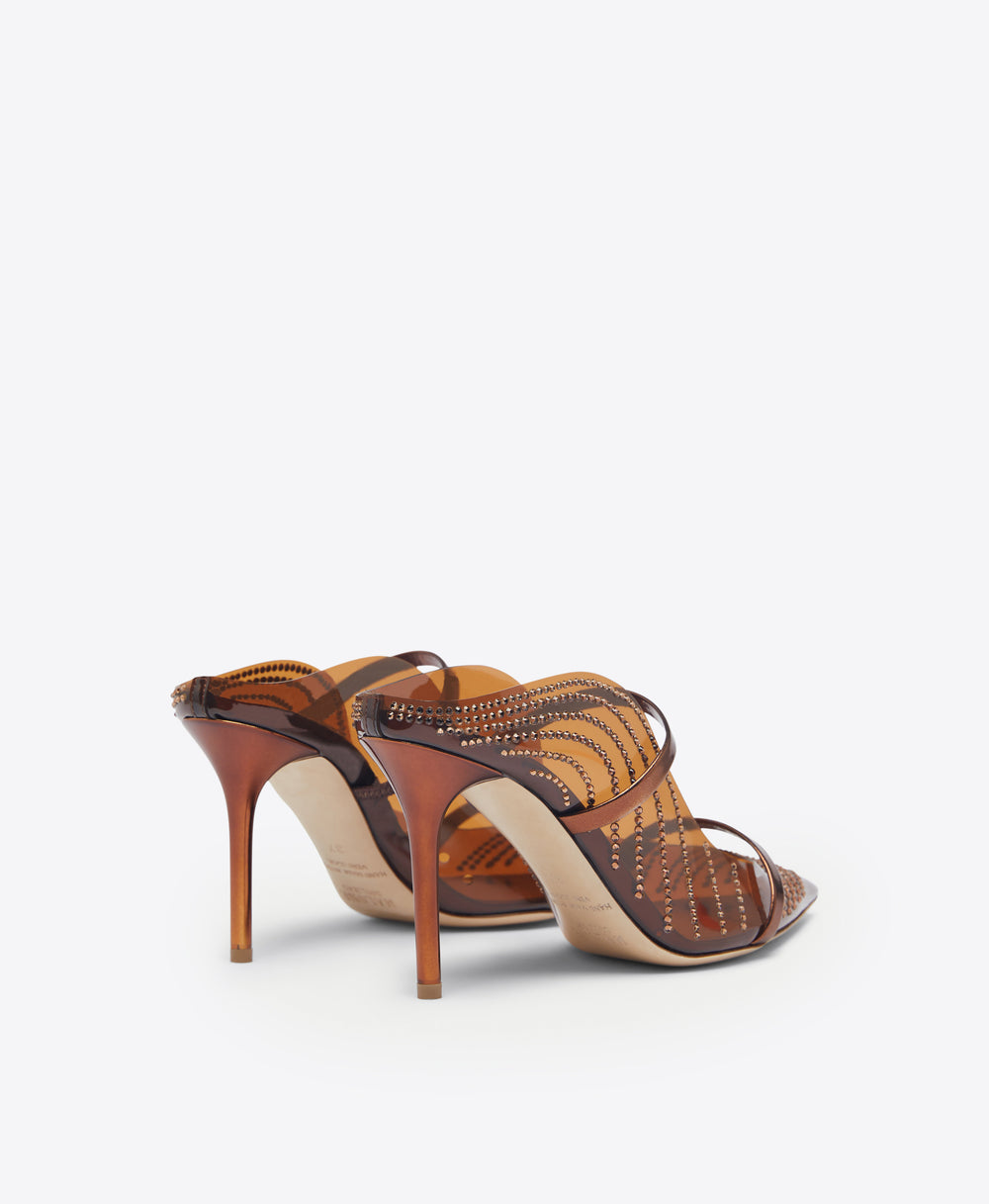 Malone Souliers Maureen 85mm Brown Embellished PVC Mules