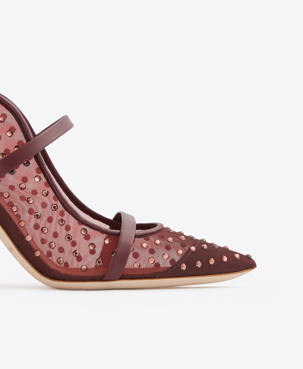 Women's Embellished Burgundy Mesh Pumps Malone Souliers